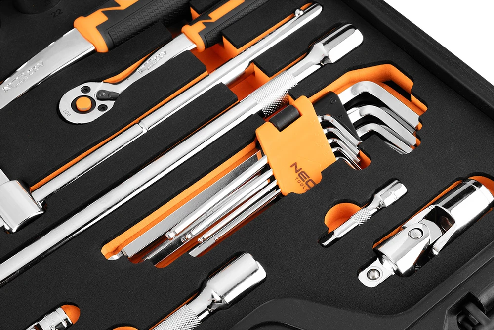 Neo Tools Rinkinys kluczy nasadowych 1/2", 1/4", 95 vnt., CrV, pianka EVA