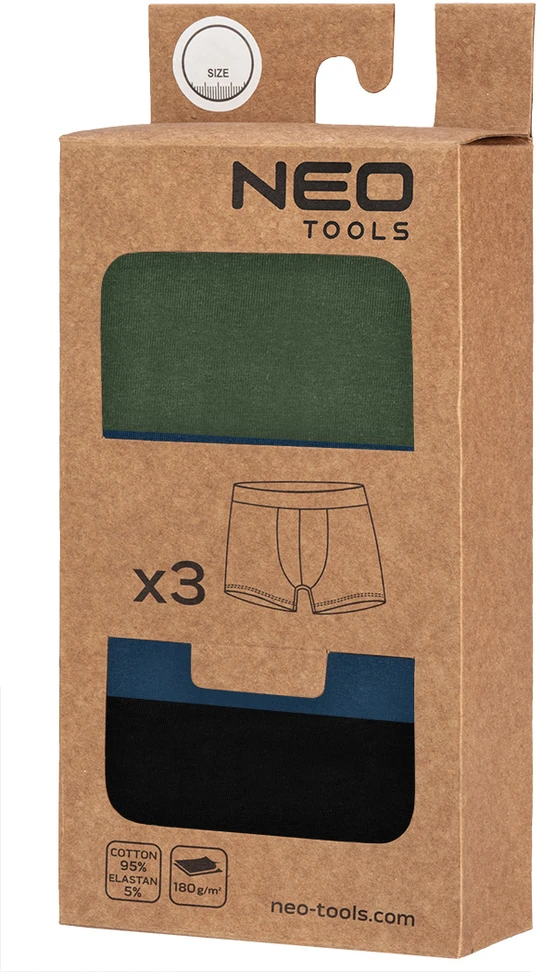 Neo Tools Vyriškos bokserkės, 3 vnt. rinkinys, XL dydis