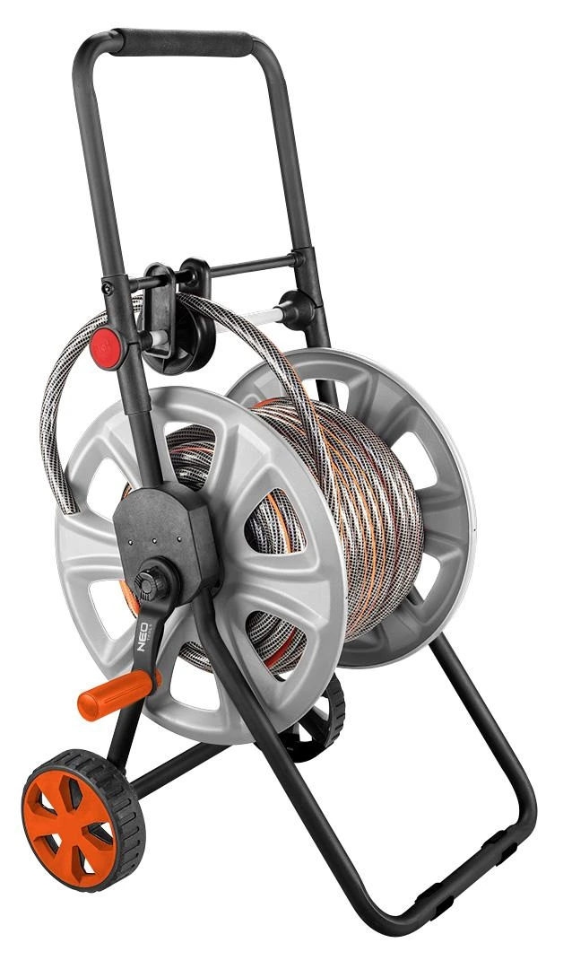 Neo Tools Vežimėlis Sodo žarnos vežimėlis, metalinis, iki 60 m 1/2 colio žarnos, su žarnos kreiptuvu
