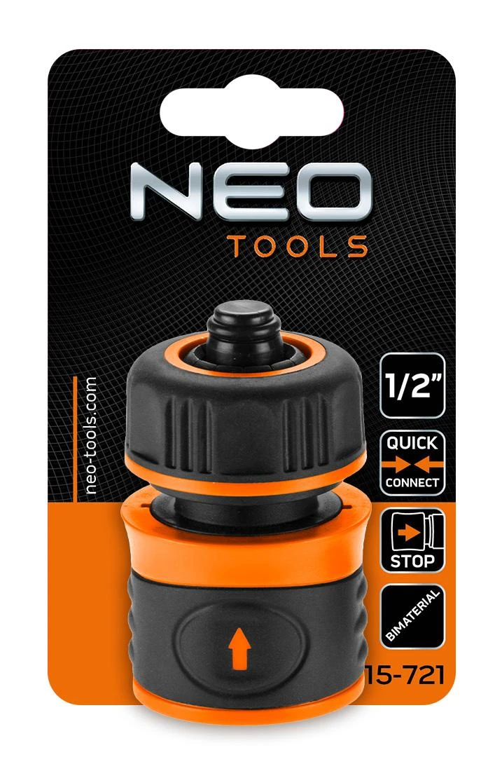 Sodo jungtis NEO 15-721 1/2", bimedžiaginė, su uždarymo funkcija