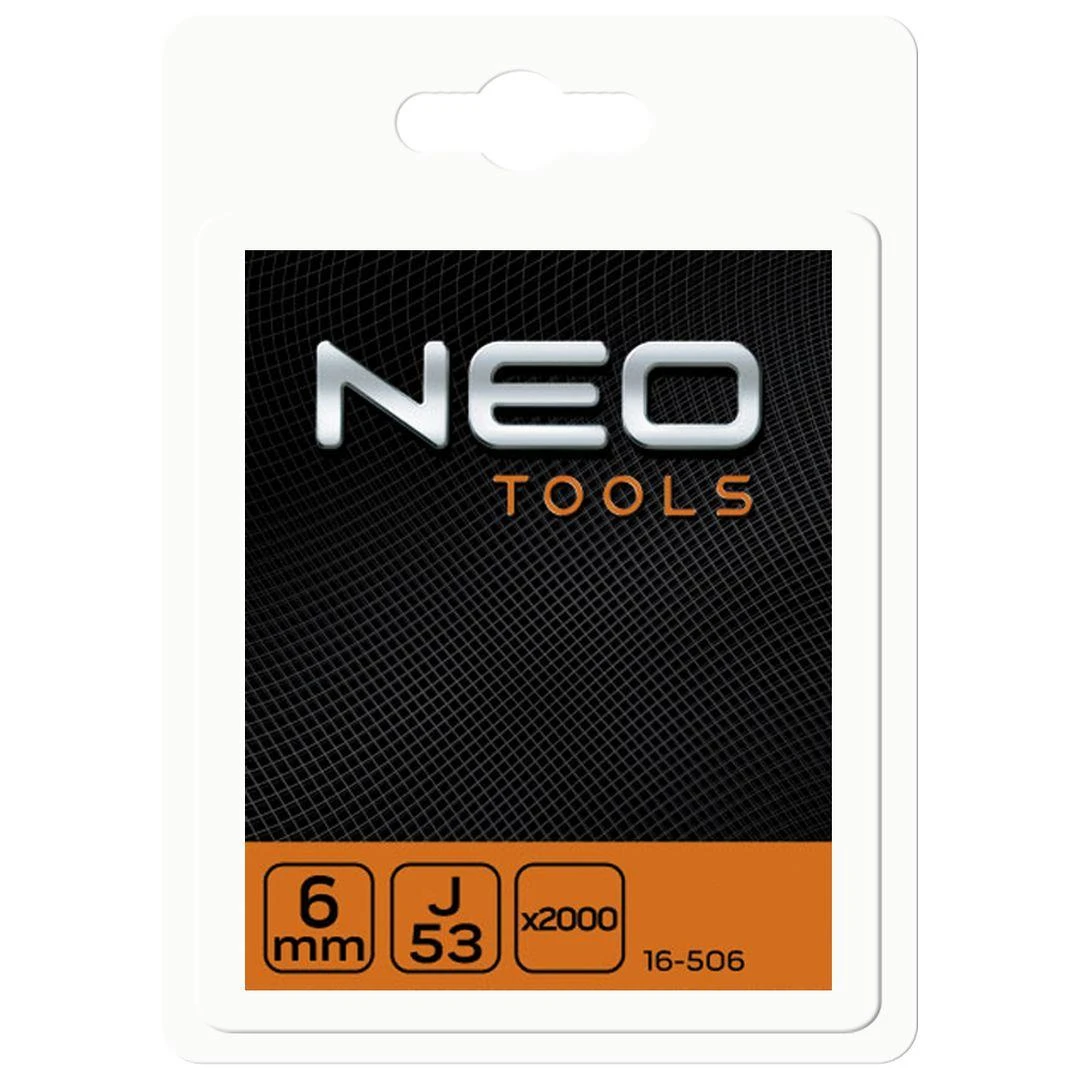 Neo Tools Kabės J tipo, 6 mm, 2000 vnt.