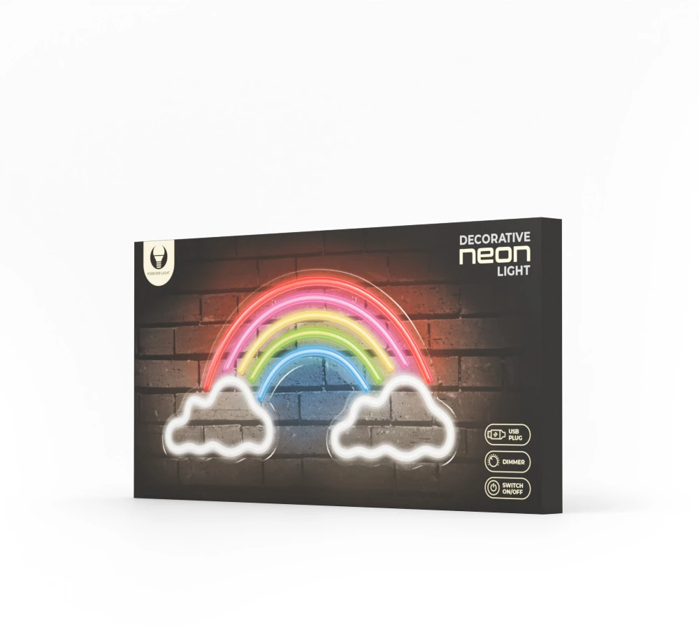 Neon PLEXI LED Vaivorykštė Debesyse įvairiaspalvis FPNE32 Forever Light