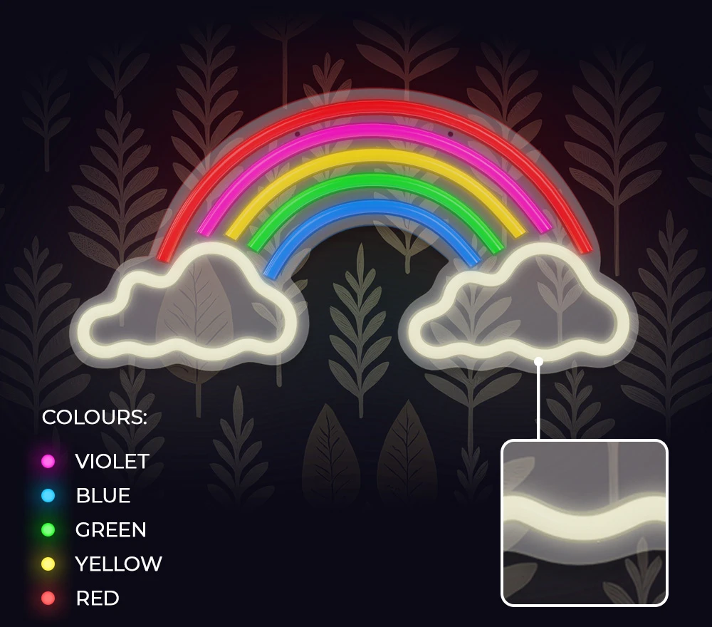 Neon PLEXI LED Vaivorykštė Debesyse įvairiaspalvis FPNE32 Forever Light