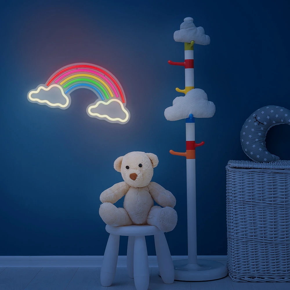 Neon PLEXI LED Vaivorykštė Debesyse įvairiaspalvis FPNE32 Forever Light
