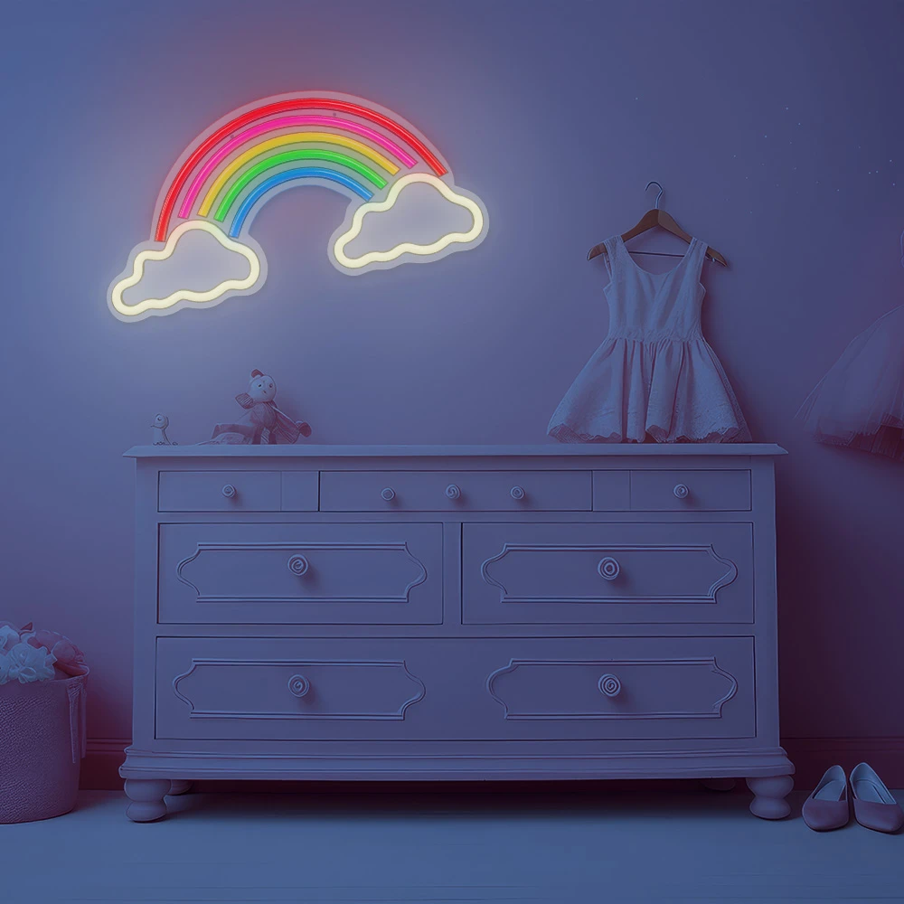 Neon PLEXI LED Vaivorykštė Debesyse įvairiaspalvis FPNE32 Forever Light