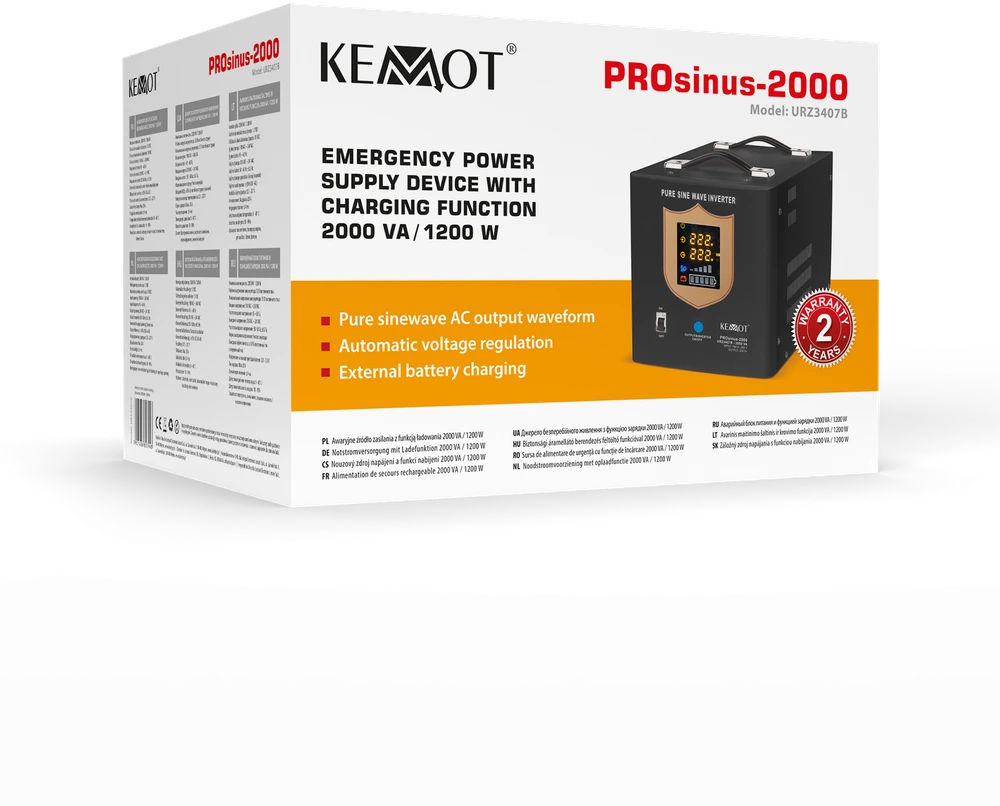 Nepertraukiamo maitinimo šaltinis 1200W 12V/230Vac KEMOT PROsinus-1200