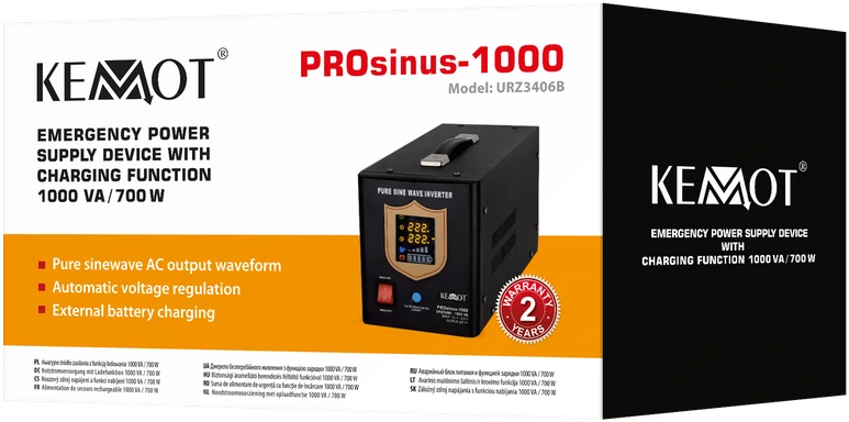 Nepertraukiamo maitinimo šaltinis 700W 12V/230Vac KEMOT PROsinus-700