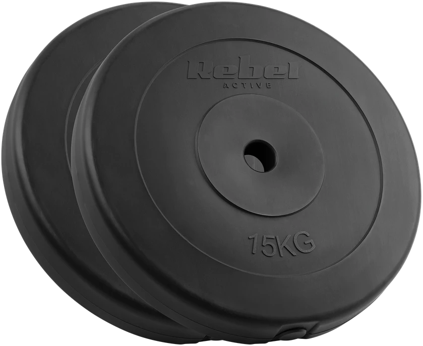 Bituminių svarelių rinkinys 2x15kg, skylė 31mm, klasikinė plokštė, REBEL ACTIVE