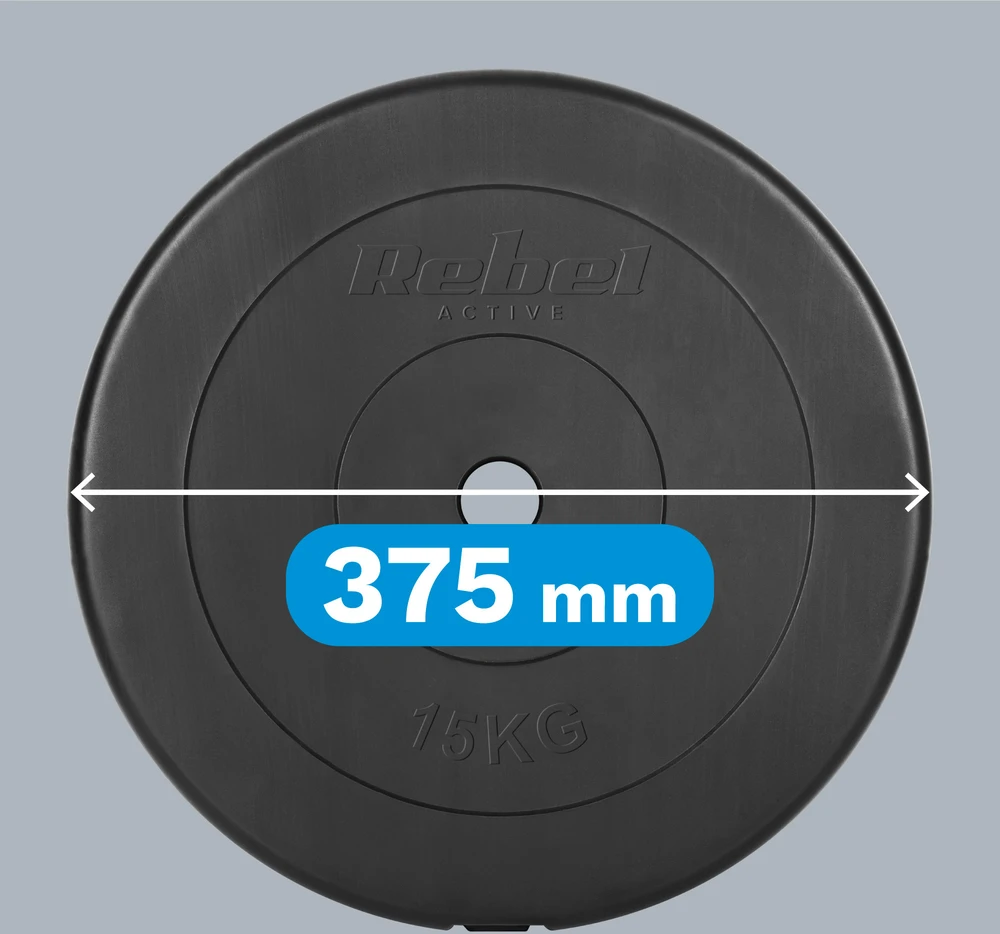 Bituminių svarelių rinkinys 2x15kg, skylė 31mm, klasikinė plokštė, REBEL ACTIVE