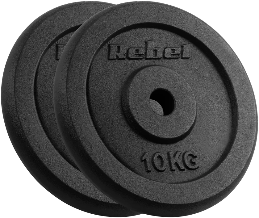 Ketaus svarelių rinkinys 2x10kg, skylė 31mm, klasikinė plokštė, REBEL ACTIVE