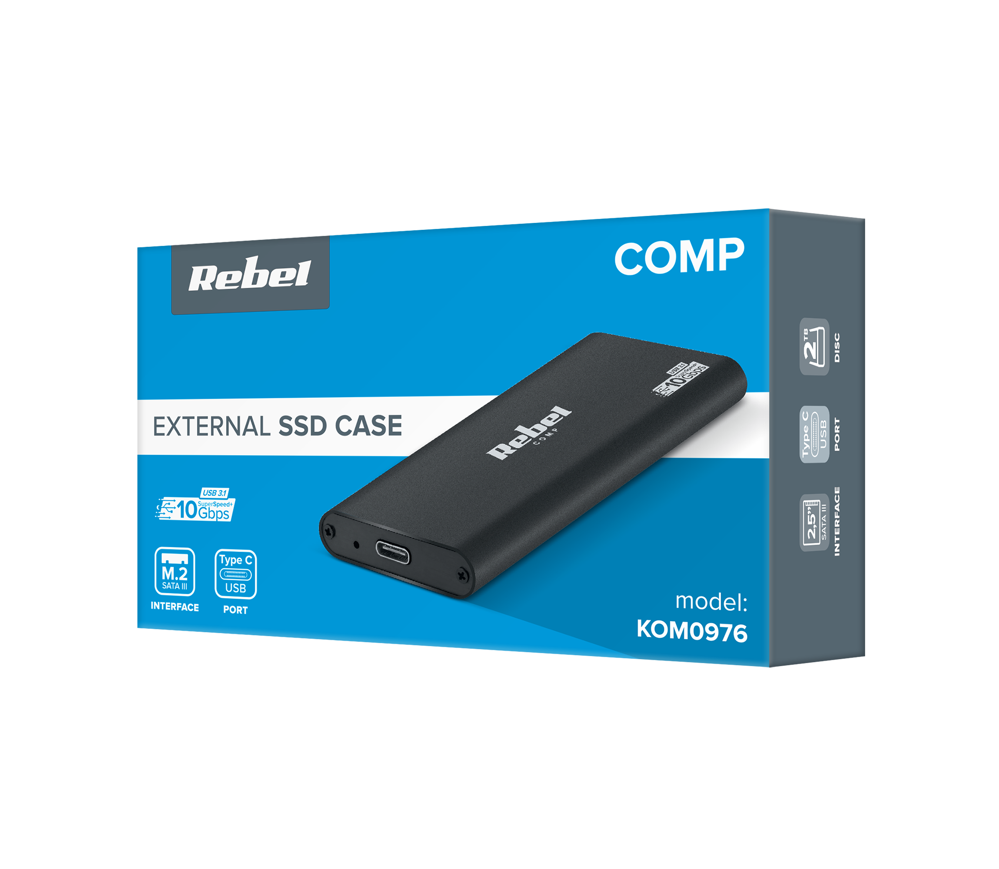 Rebel išorinio kietojo disko dėžutė M2 USB C 3.0 SSD