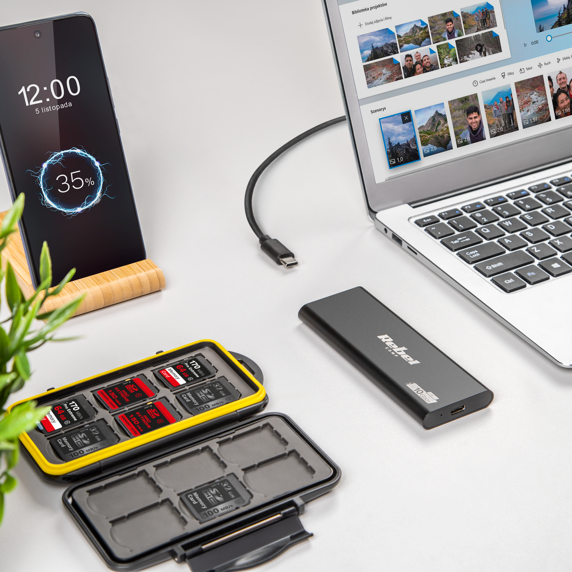 Rebel išorinio kietojo disko dėžutė M2 USB C 3.0 SSD