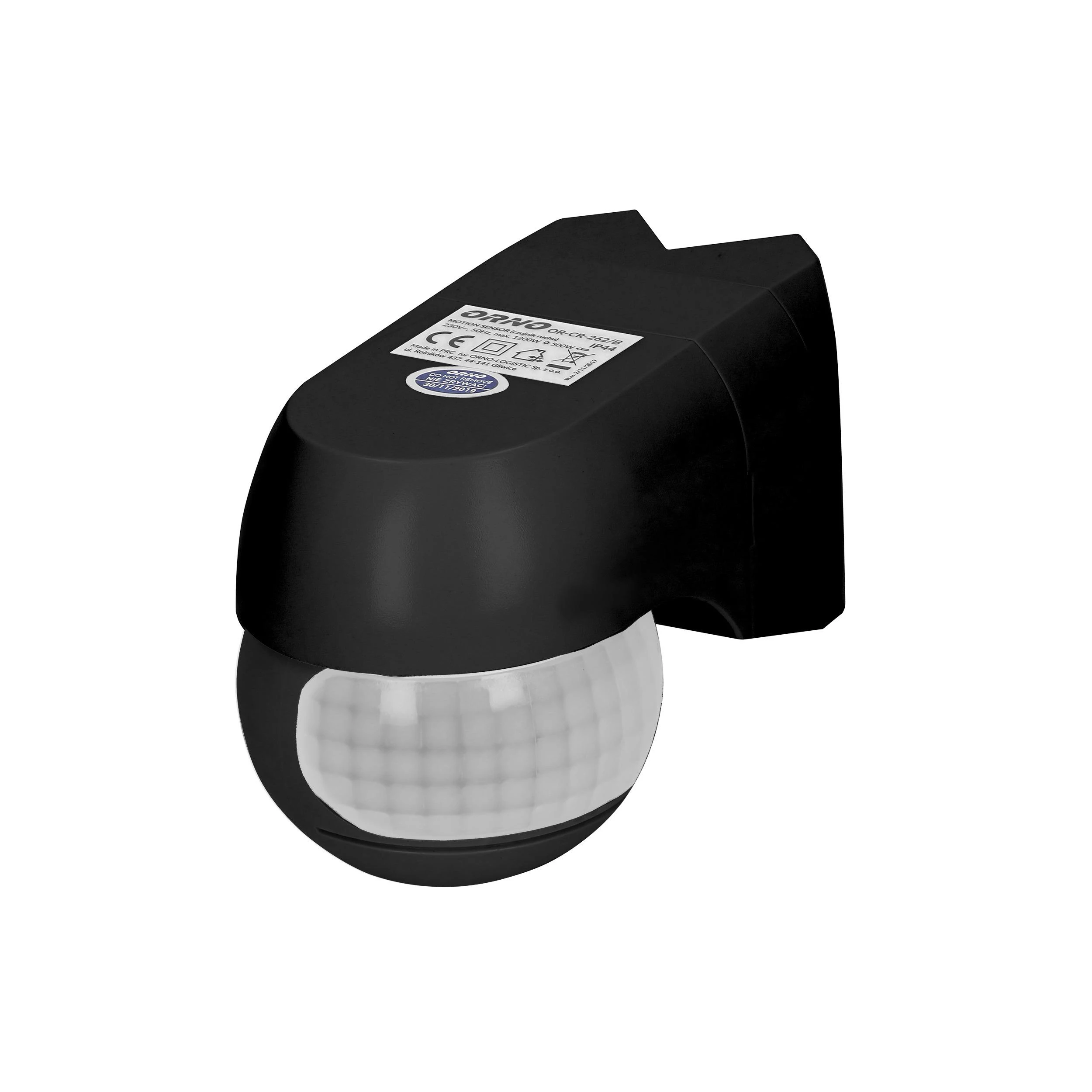 Orno Czujnik Judesio jutiklis 220 laipsnių 1200 W, IP44, 3 tvirtinimo variantai, juodas