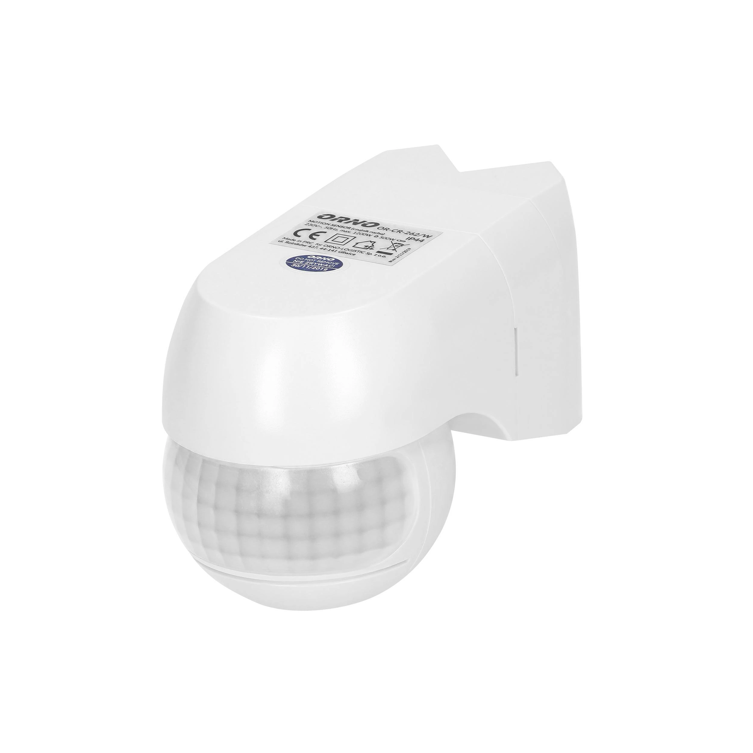 Orno Czujnik Judesio jutiklis 220 laipsnių 1200 W, IP44, 3 tvirtinimo variantai, baltas