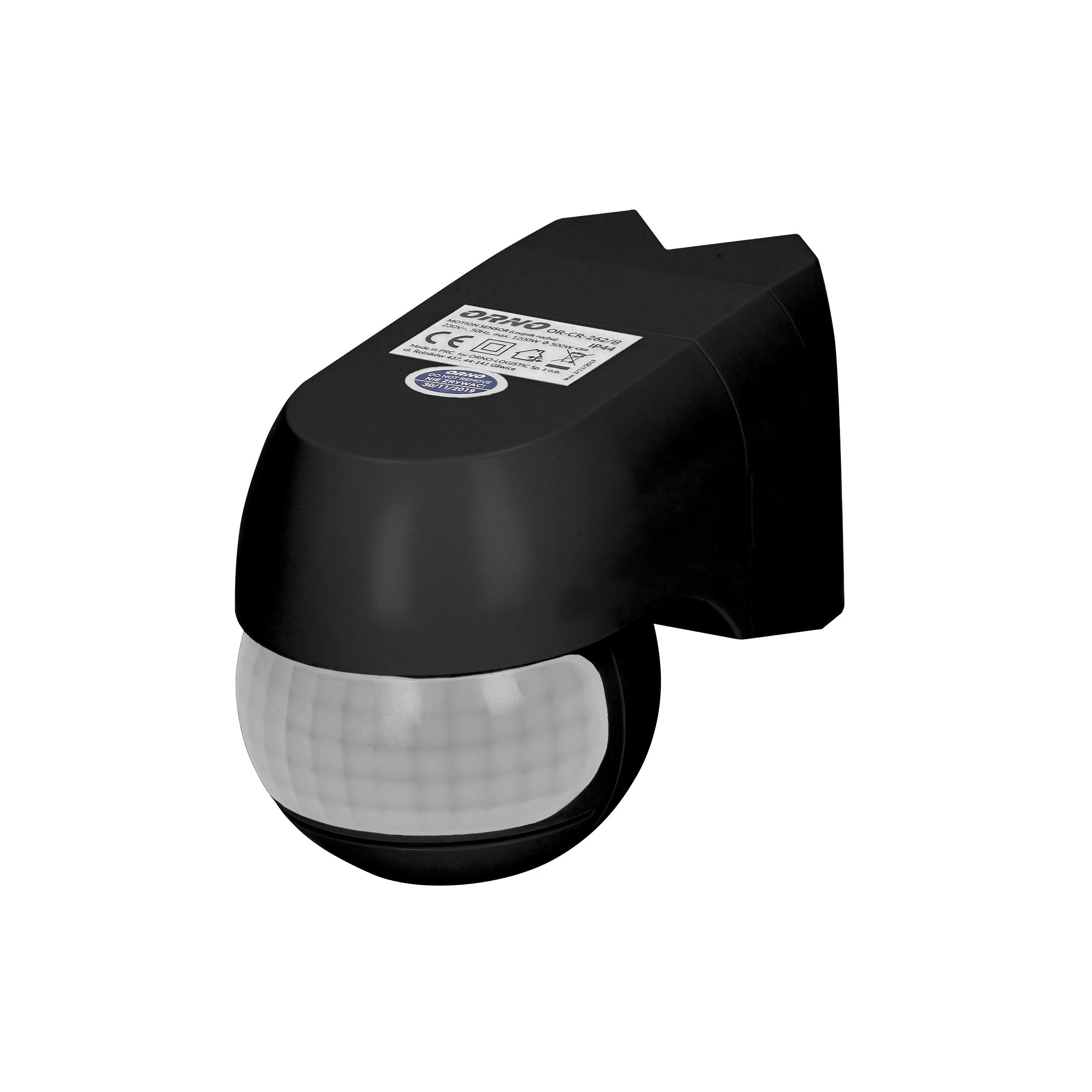 Orno Czujnik Judesio jutiklis 220 laipsnių 1200 W, IP44, 3 tvirtinimo variantai, juodas