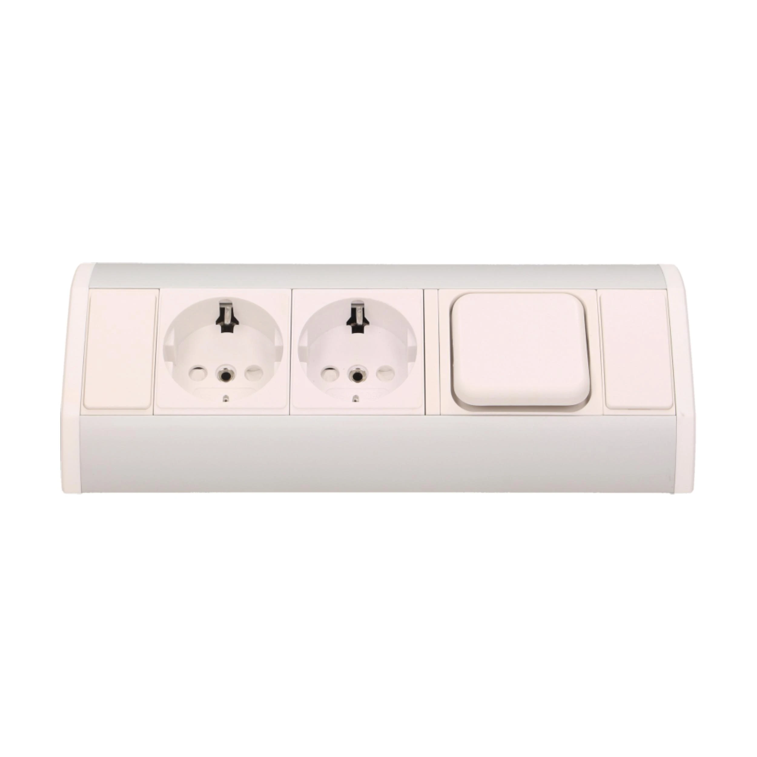 Orno Lizdas Baldinis lizdas 2x2P+Z su jungikliu, schuko, baltas-sidabrinis