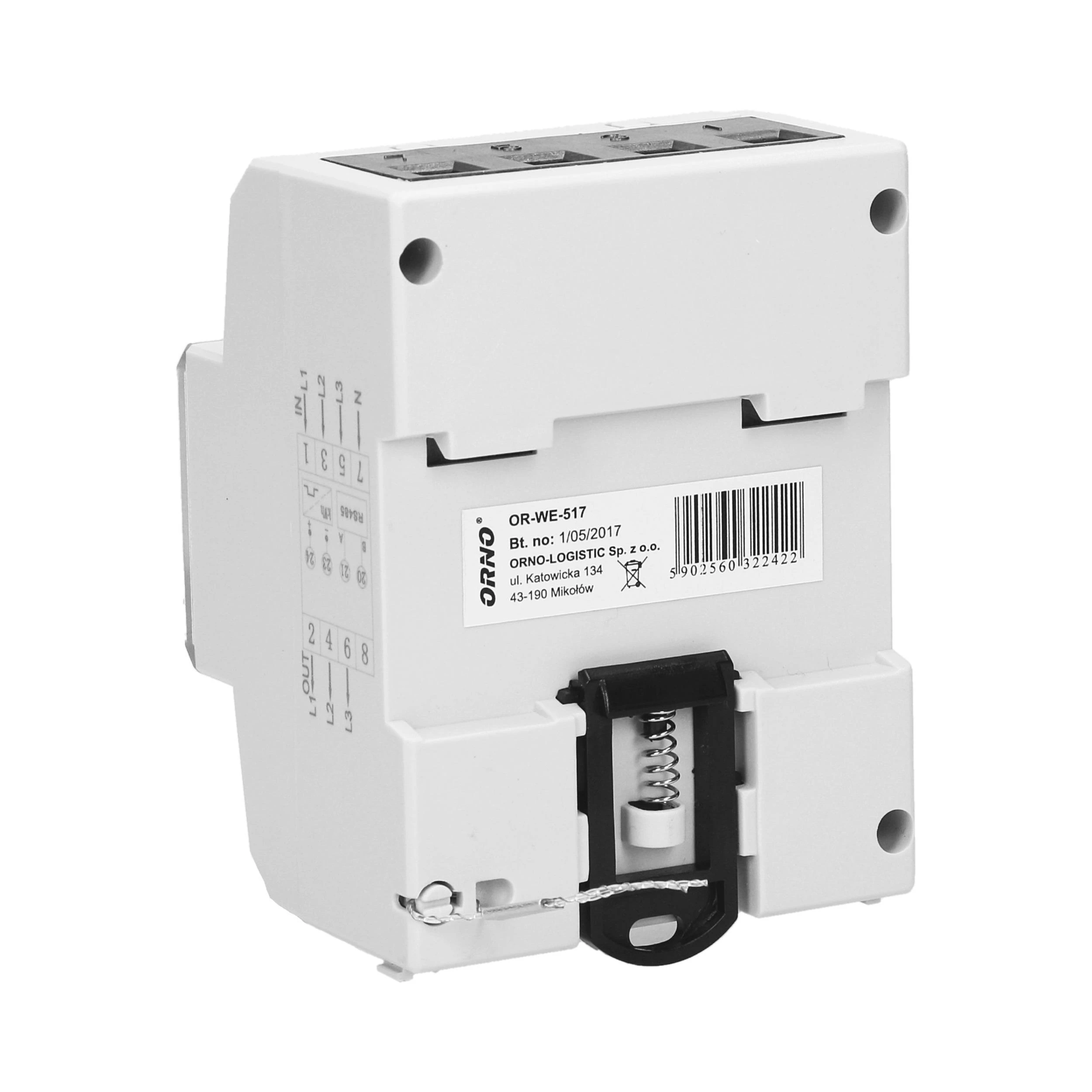 Orno 3 Fazowy Trifazis elektros skaitiklis, 80A, RS-485 prievadas, daugiatarifis, 3 moduliai, DIN TH-35mm