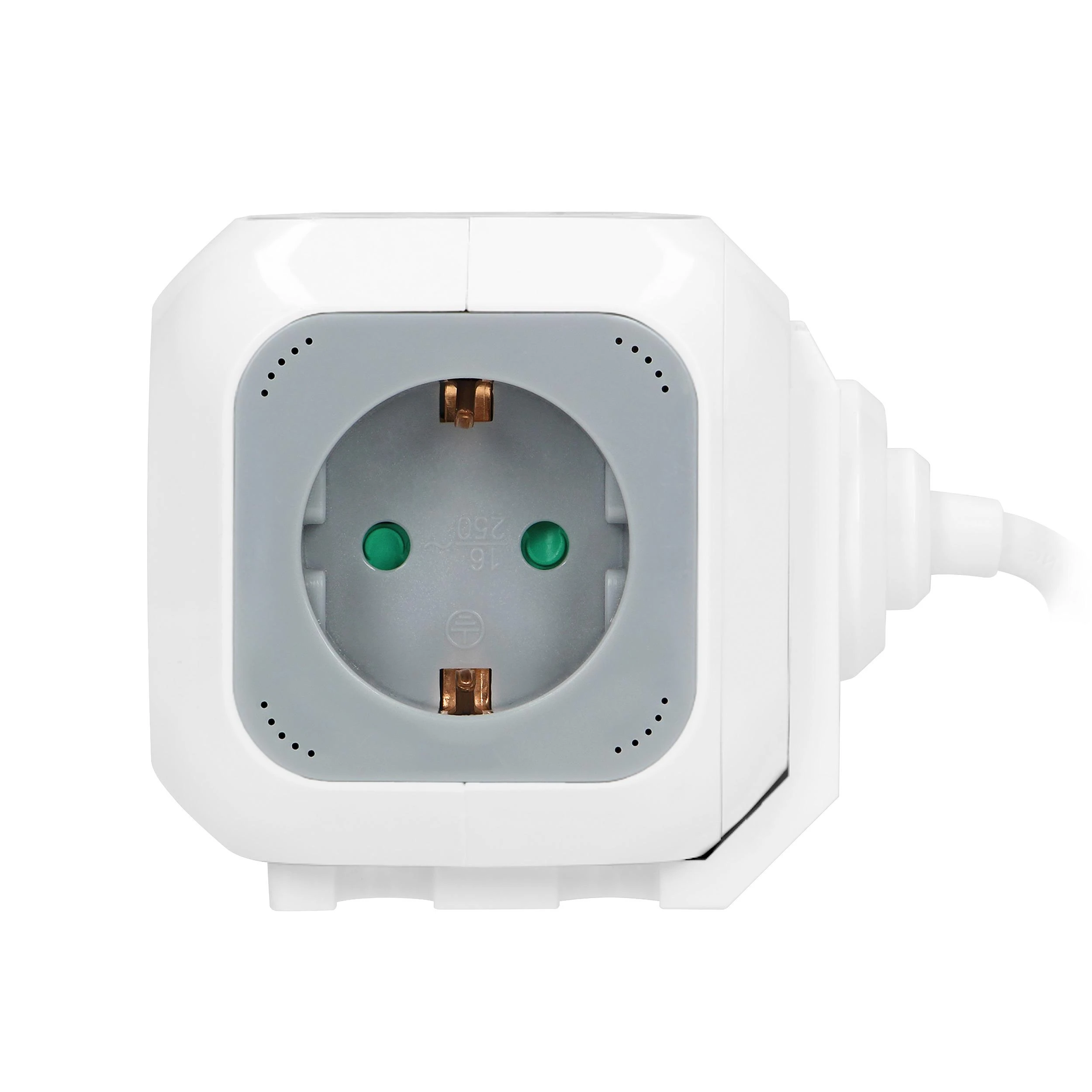 Orno Przedłużacz 4 krypčių prailgintuvas 2P+Z (schuko), 2xUSB įkroviklis, 1,4 m H05VV-F 3x1,5mm², pilkai baltas