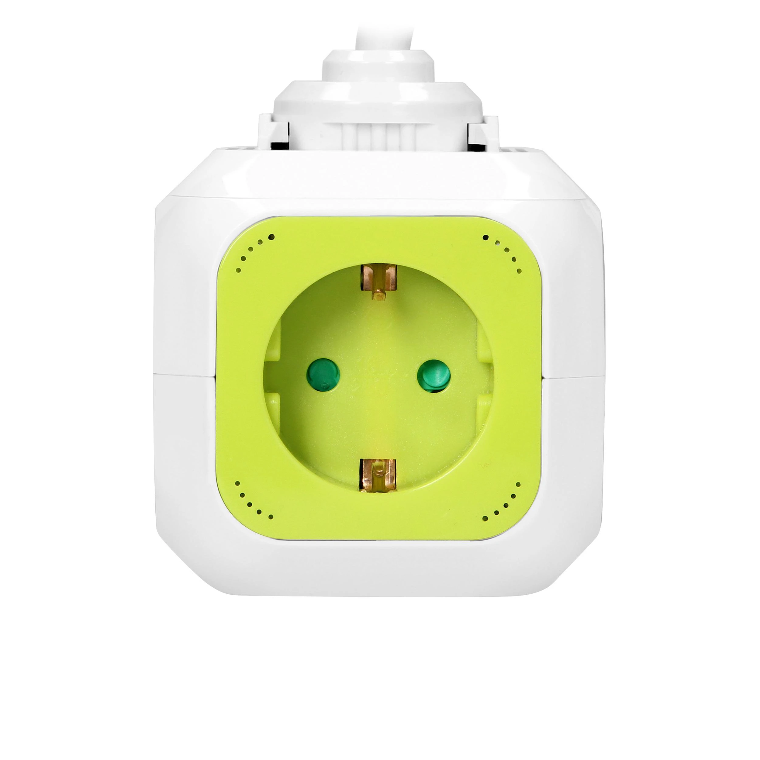 Orno Przedłużacz „Cube“ prailginimo laidas, 4 krypčių (Schuko) su 2xUSB įkrovikliu, 1,4 m, žalias