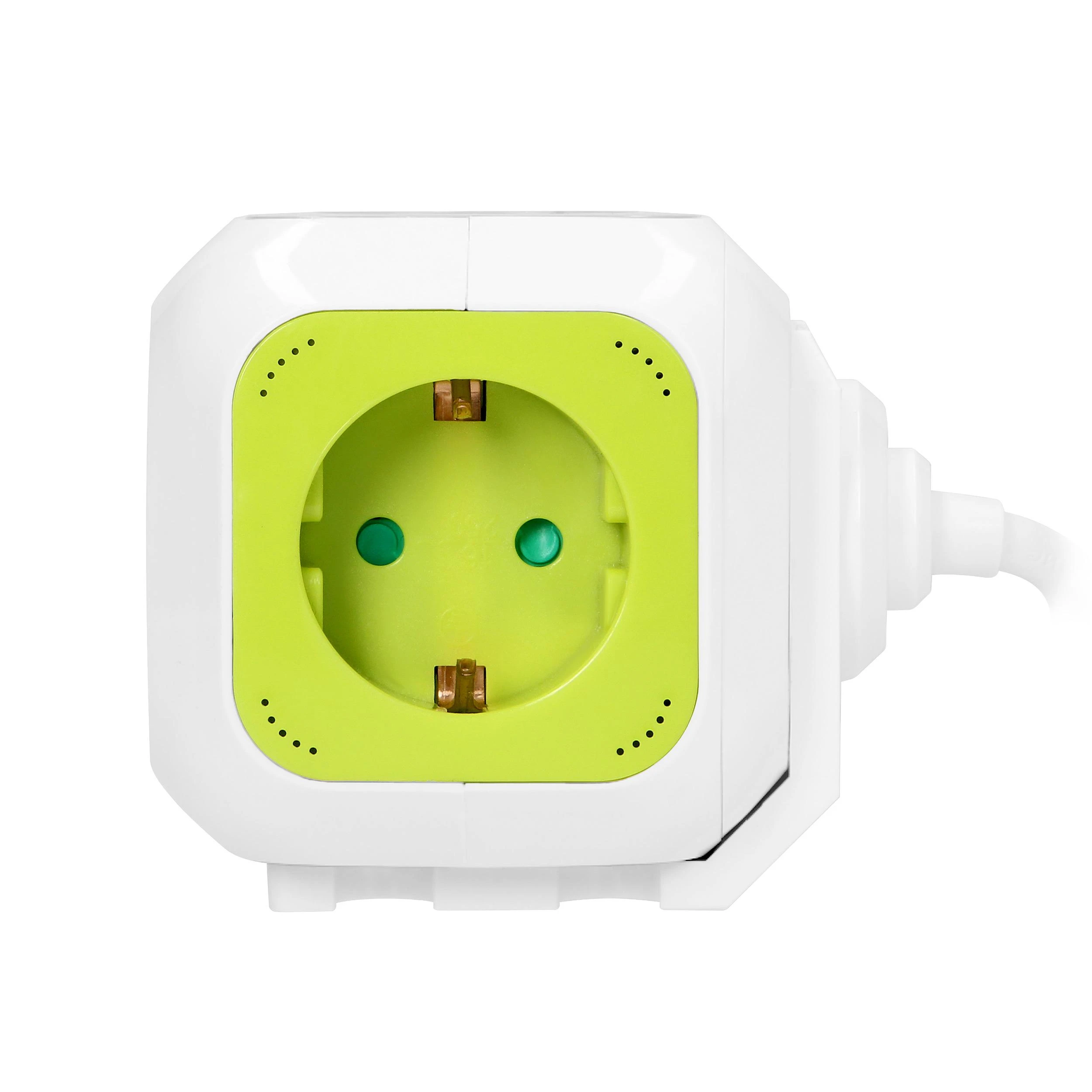 Orno Przedłużacz „Cube“ prailginimo laidas, 4 krypčių (Schuko) su 2xUSB įkrovikliu, 1,4 m, žalias