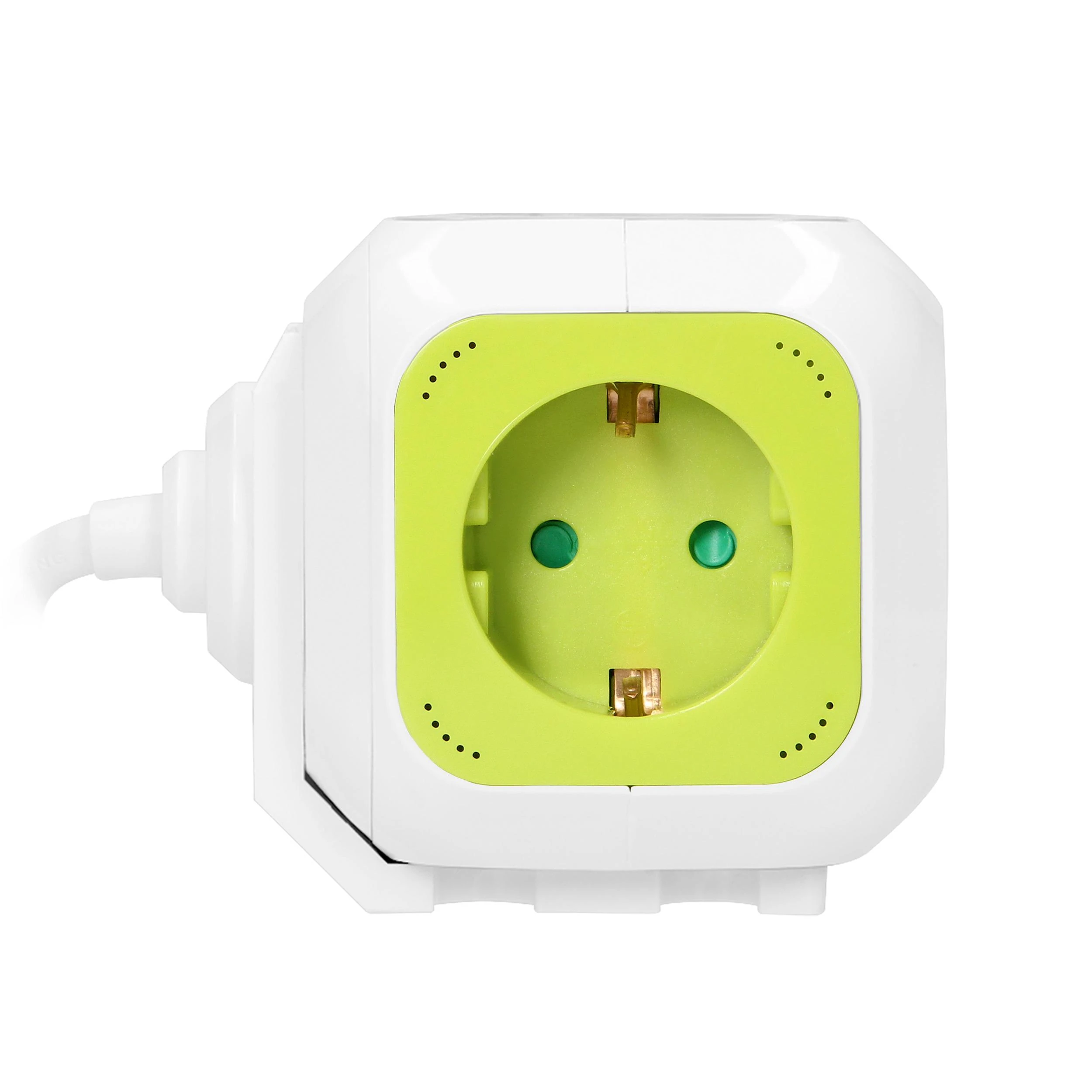Orno Przedłużacz „Cube“ prailginimo laidas, 4 krypčių (Schuko) su 2xUSB įkrovikliu, 1,4 m, žalias