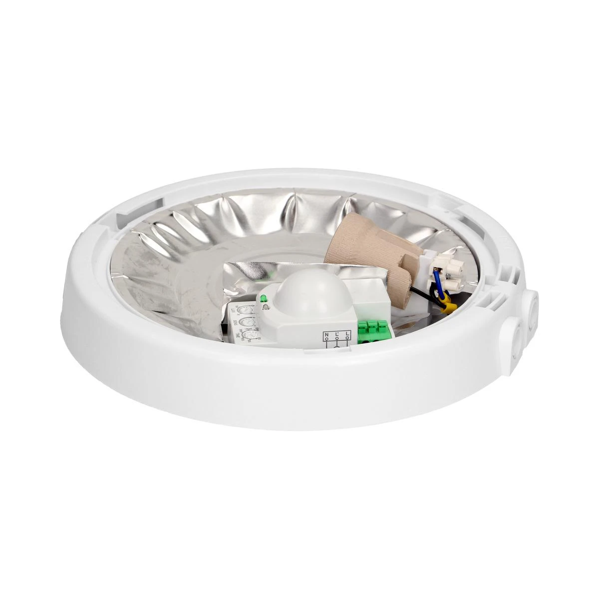 Sieninis šviestuvas Orno 8080T/MAT-RIVA/MS, šviestuvas su mikrobangų judesio jutikliu, 100 W, E27, IP44, matinis stiklas, kabelių įvadai