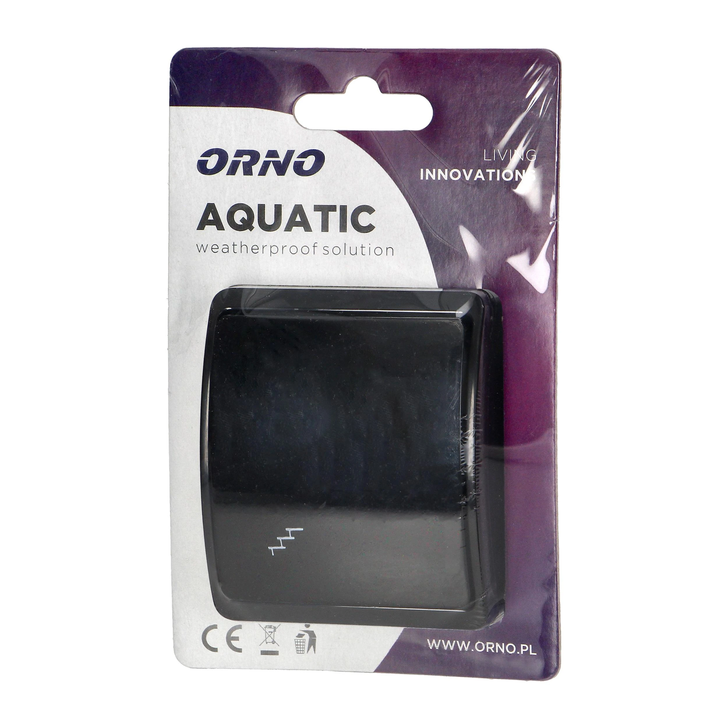 Orno Łącznik Laiptinės jungiklis AQUATIC, IP44, juodas