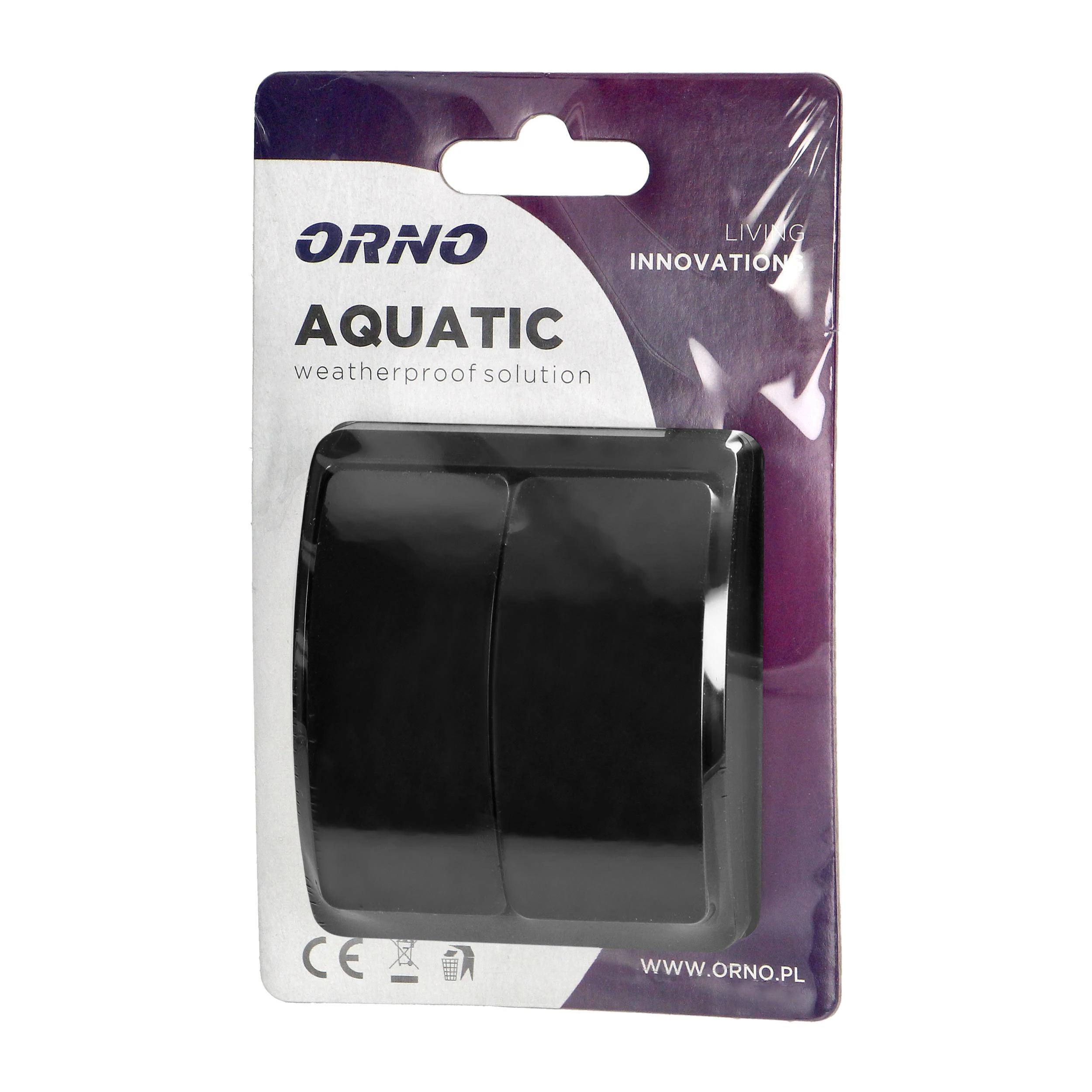 Orno Łącznik AQUATIC šviestuvo jungiklis, IP44, juodas