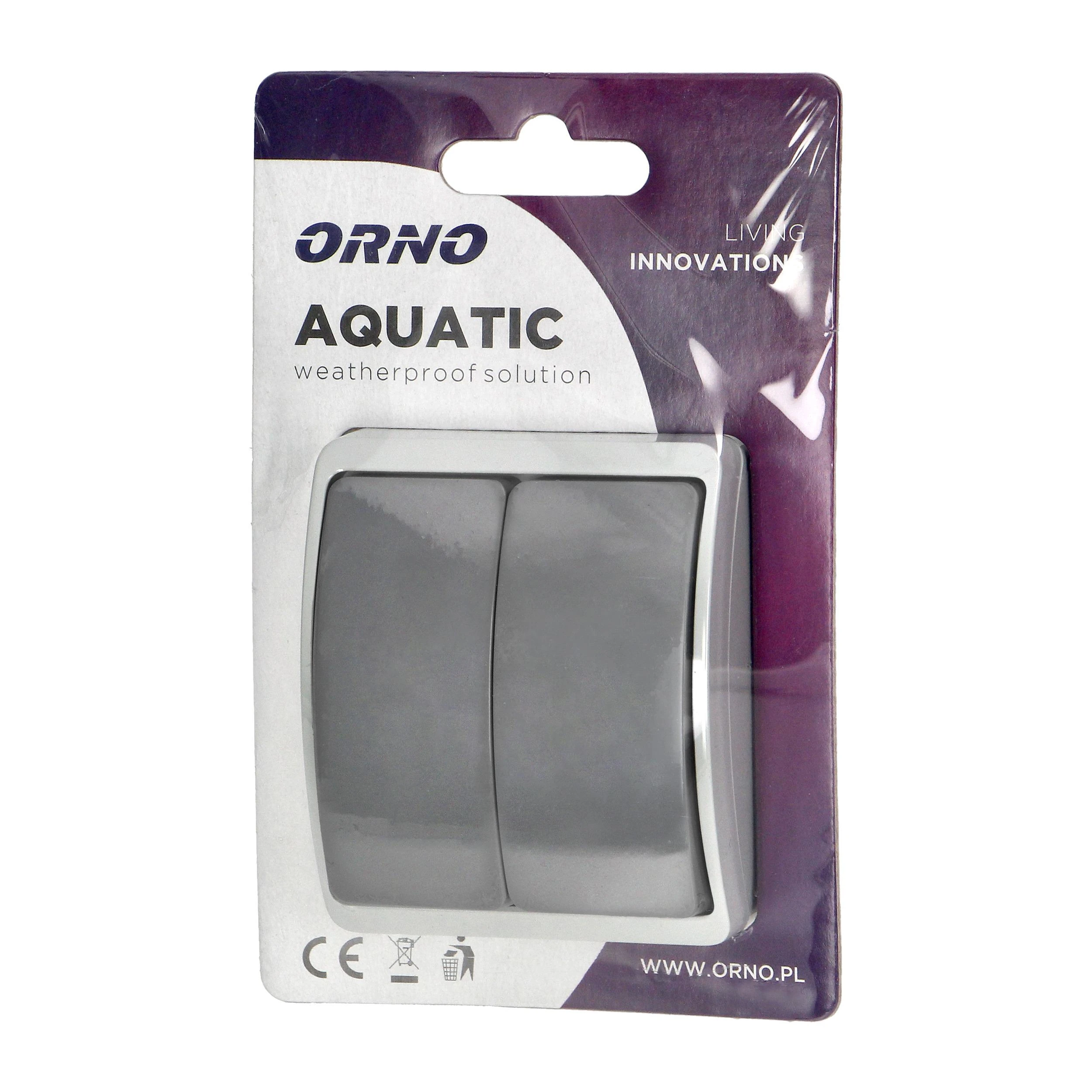 Orno Łącznik AQUATIC sietyno jungiklis, IP44, grafito pilkumo