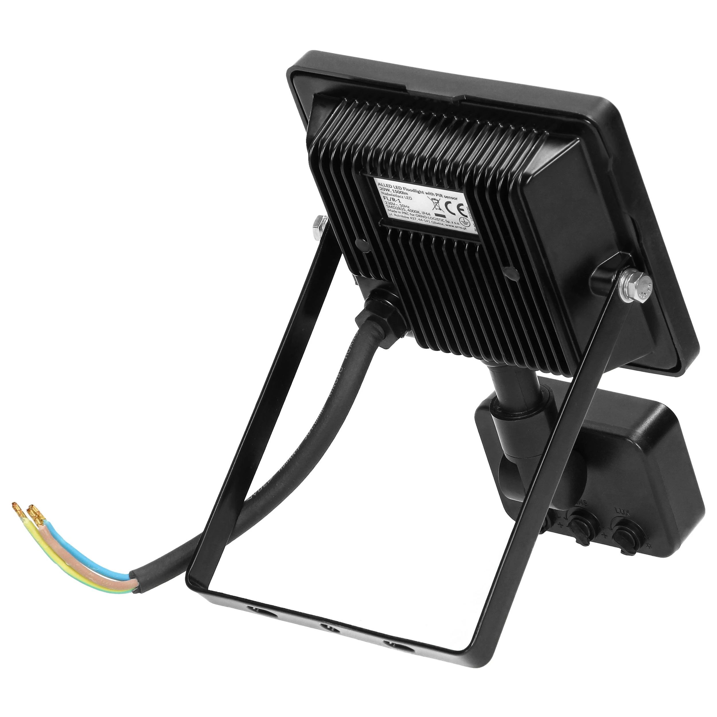 Orno ALLED 20W LED prožektorius su PIR, 1600lm, IP44, 4000K, aliuminis + stiklas