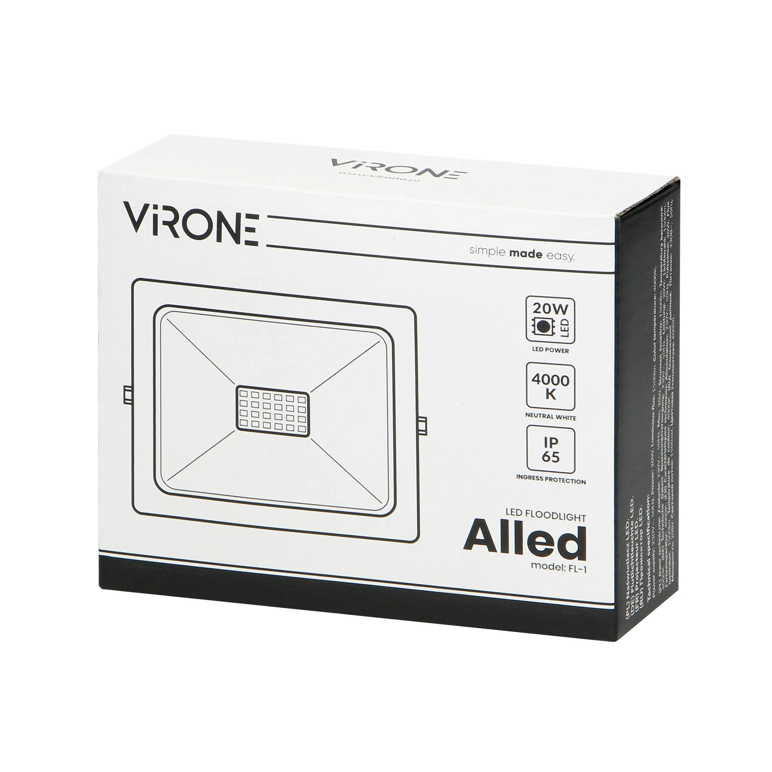 Orno ALLED 20W LED prožektorius, 1600lm, IP65, 4000K, aliuminis + stiklas