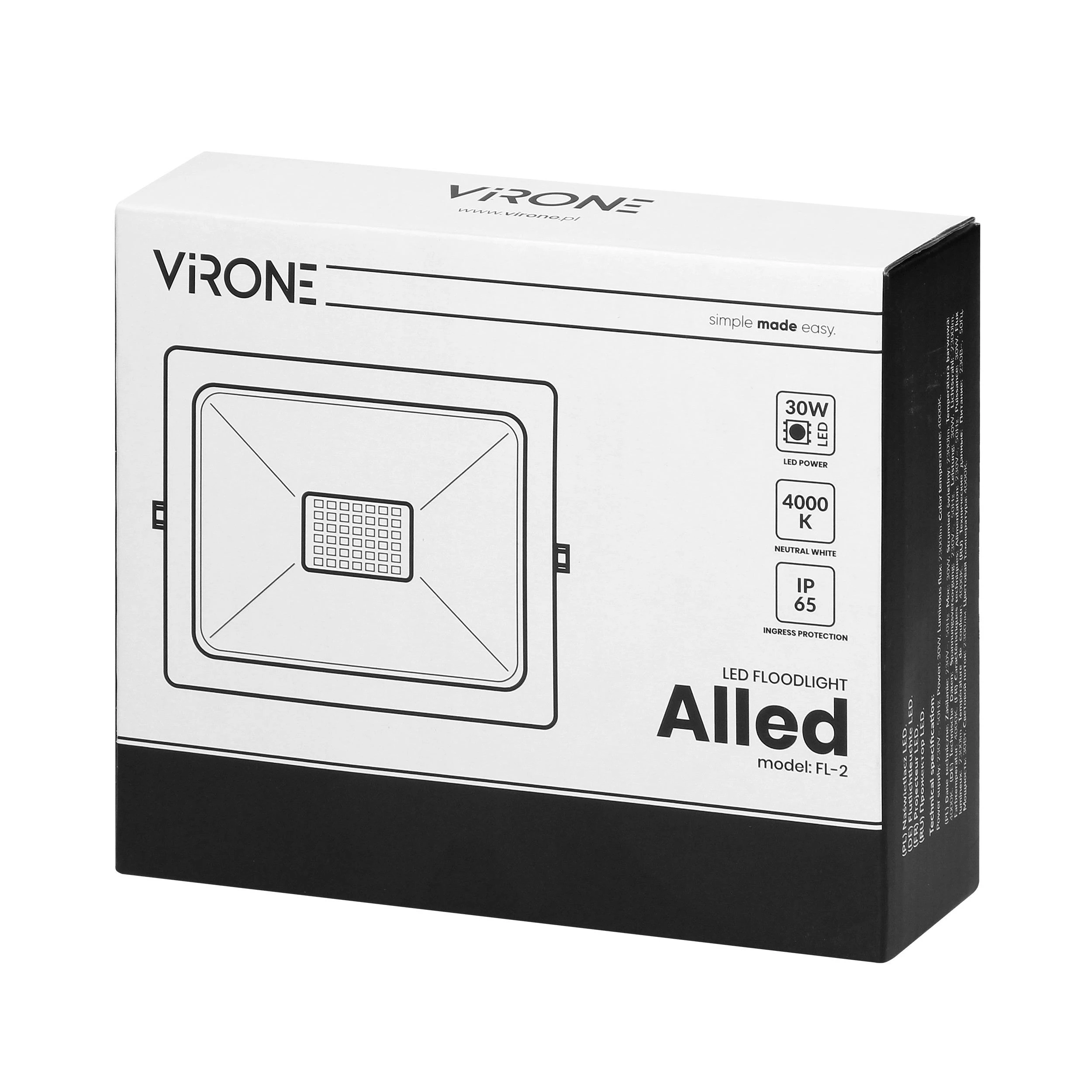 Orno ALLED 30W LED prožektorius, 2400lm, IP65, 4000K, aliuminis + stiklas