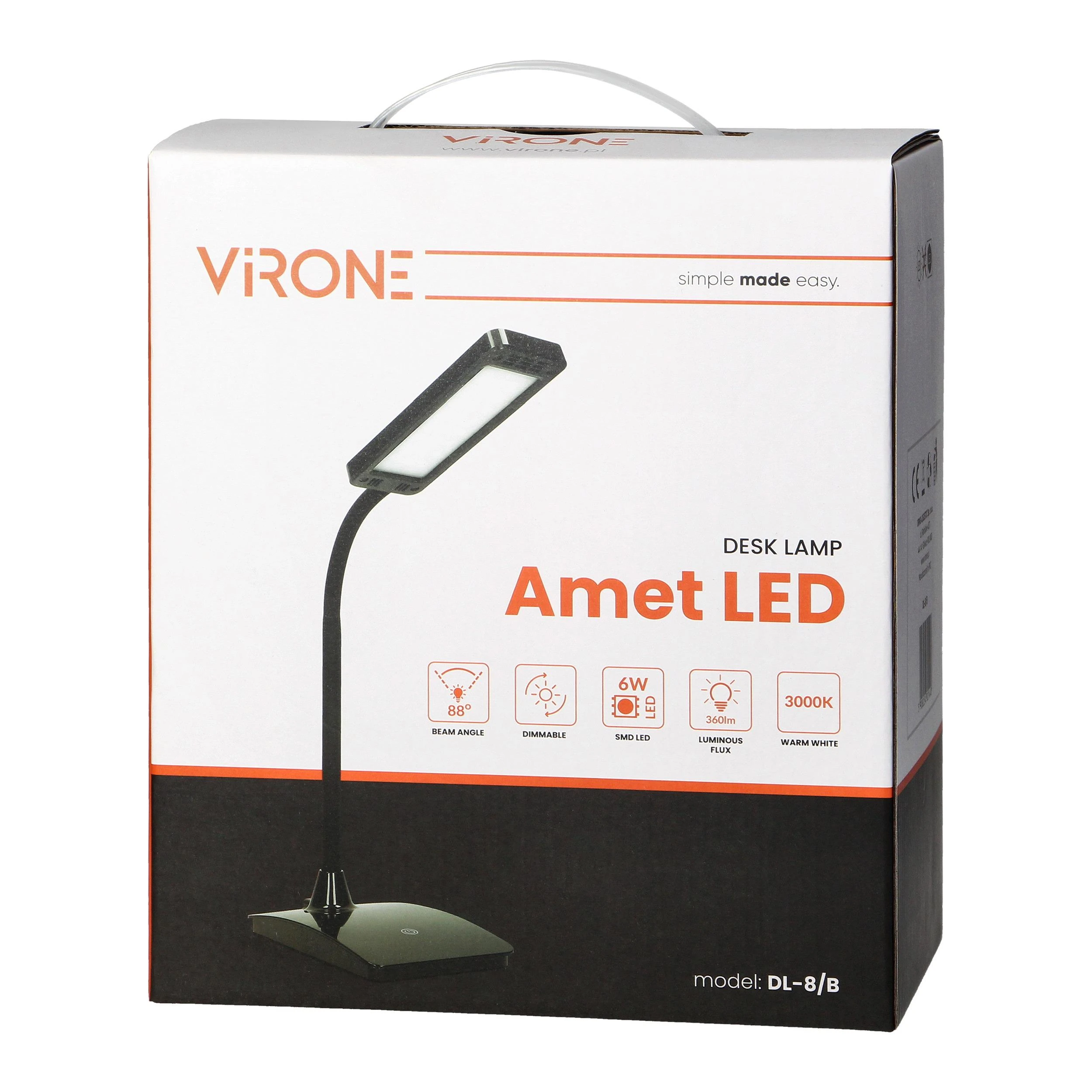 Orno AMET LED DIM 6W, stalinė lempa, 360lm, 3000K, juoda, reguliuojamo ryškumo