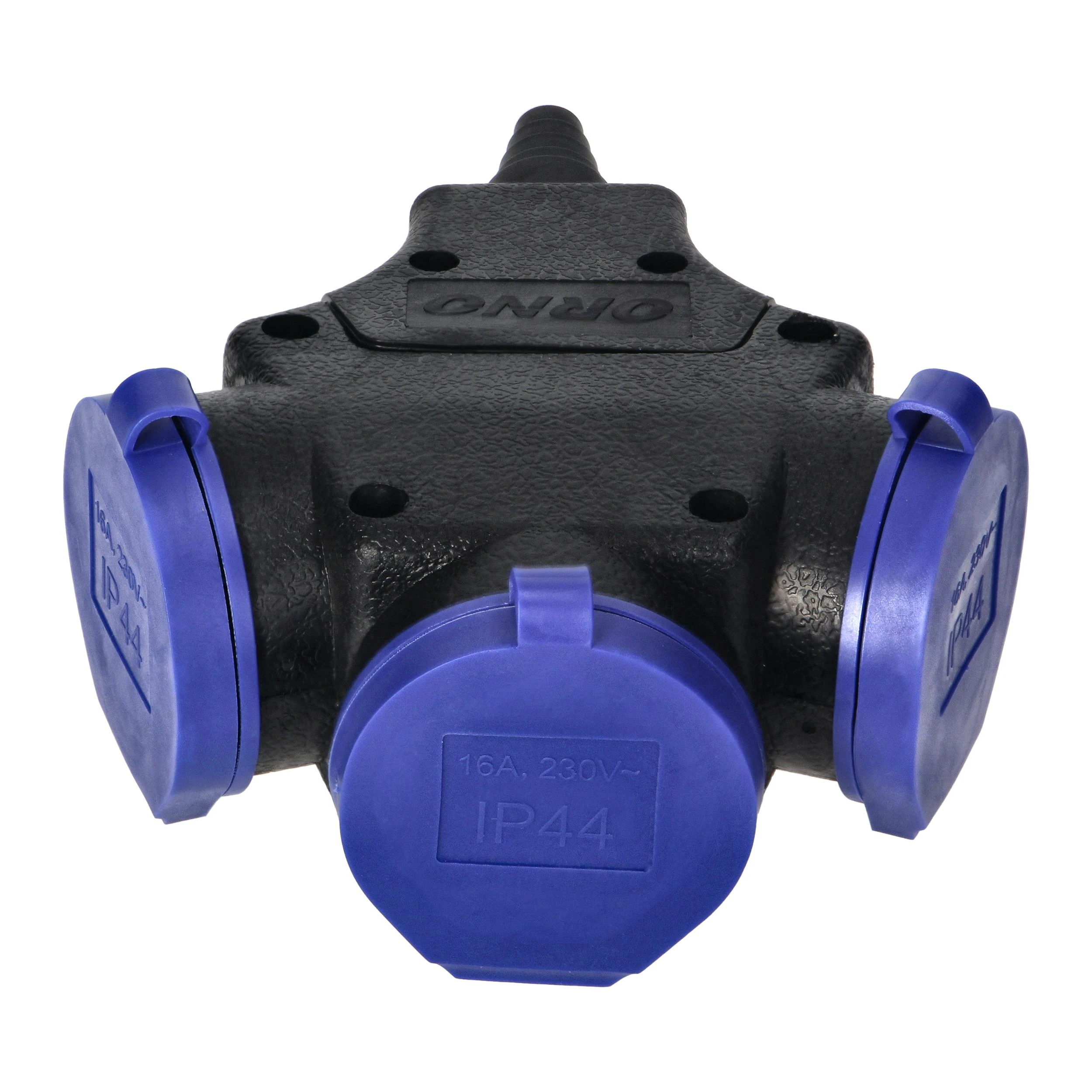 Orno Rozgałęźnik Atsparus smūgiams ir purslams, IP44, 3x2P+Z Schuko, 16A, 230V AC