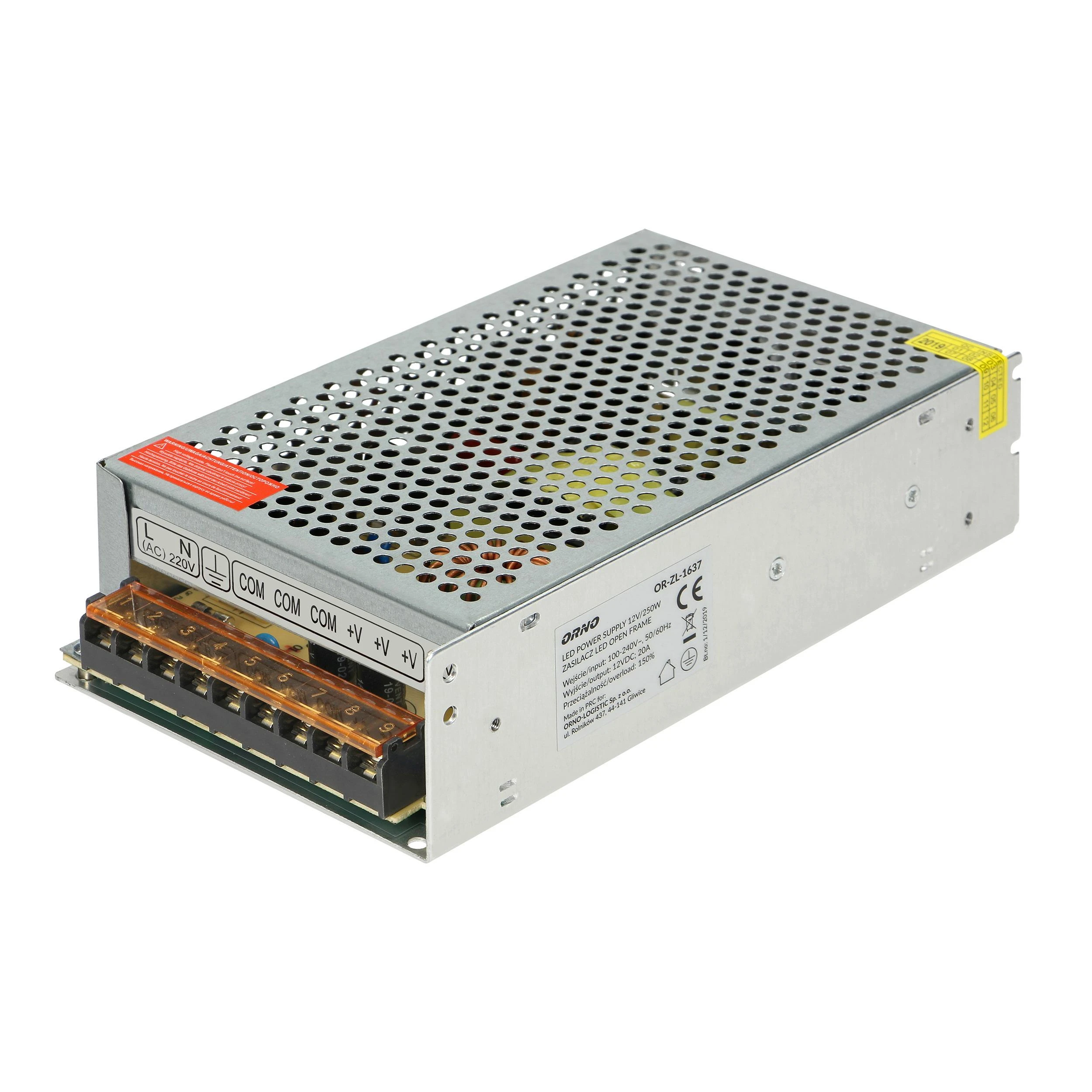 Orno Maitinimo šaltinis Atviro rėmo maitinimo šaltinis 12 V nuolatinės srovės 250 W, IP20