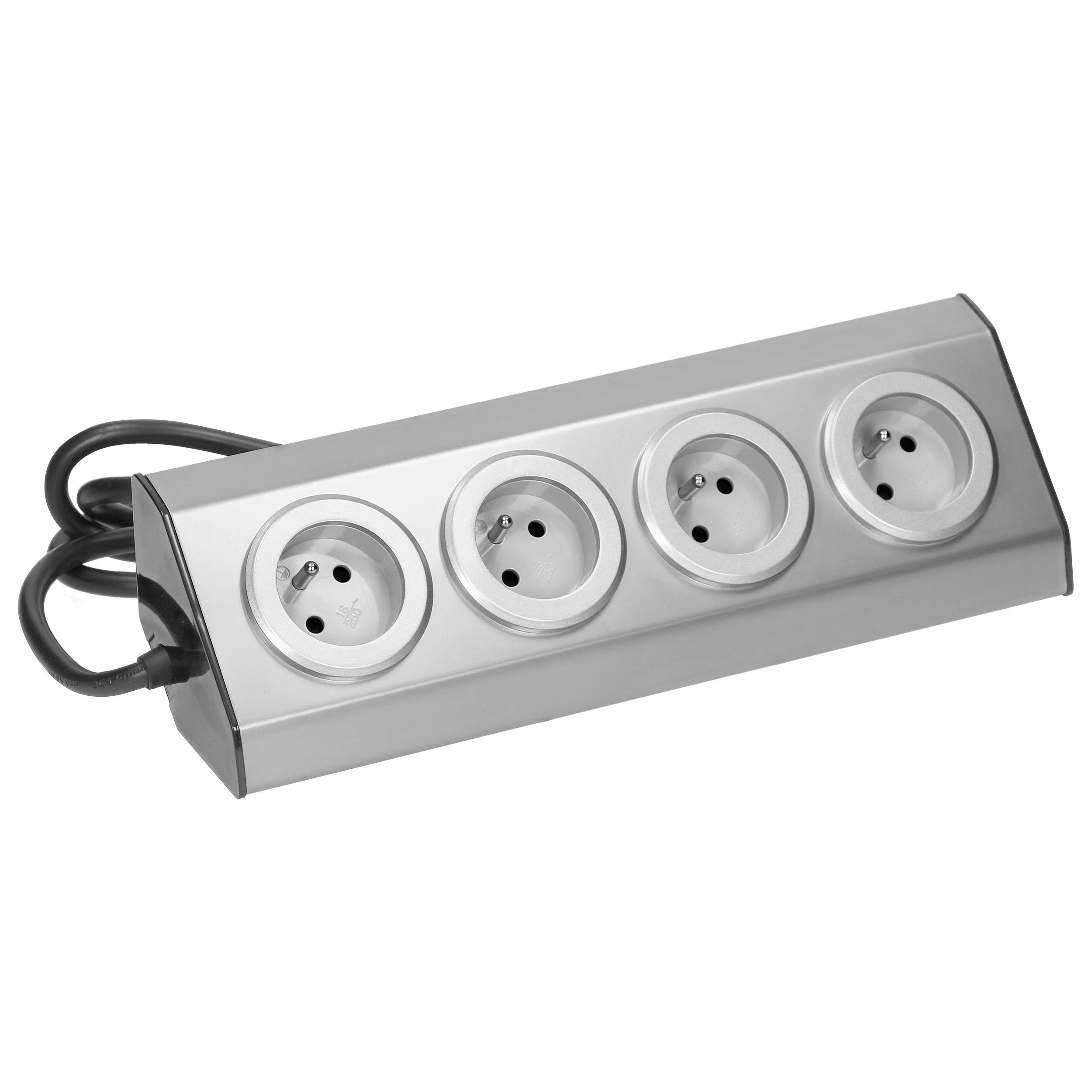 Orno Lizdas Baldų, virtuvės lizdas, tvirtinamas Velcro juosta 4x2P+Z INOX su 1,5 m laidu.