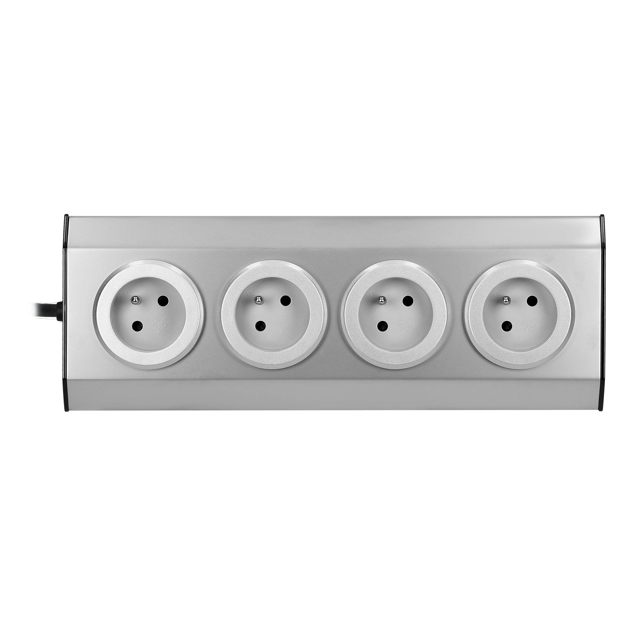 Orno Lizdas Baldų, virtuvės lizdas, tvirtinamas Velcro juosta 4x2P+Z INOX su 1,5 m laidu.