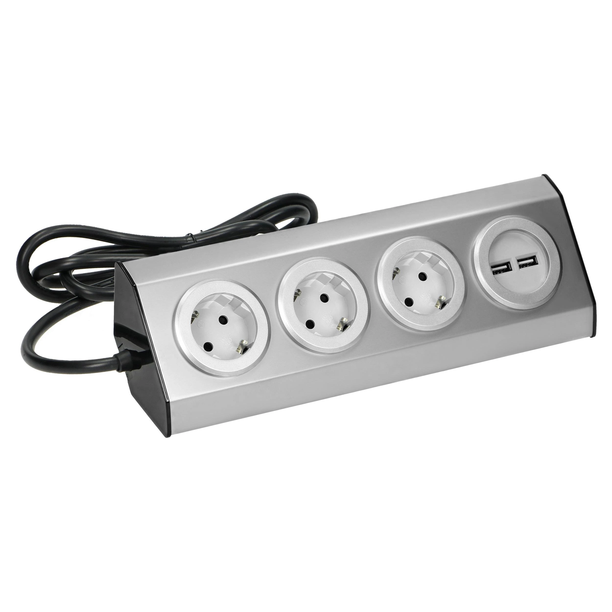 Orno Lizdas Baldai, virtuvės lizdas su USB įkrovikliu, tvirtinamas „Velcro“ juosta su 1,5 m laidu - 3x2P+Z schuko, 2xUSB, INOX su 1,5 m laidu.
