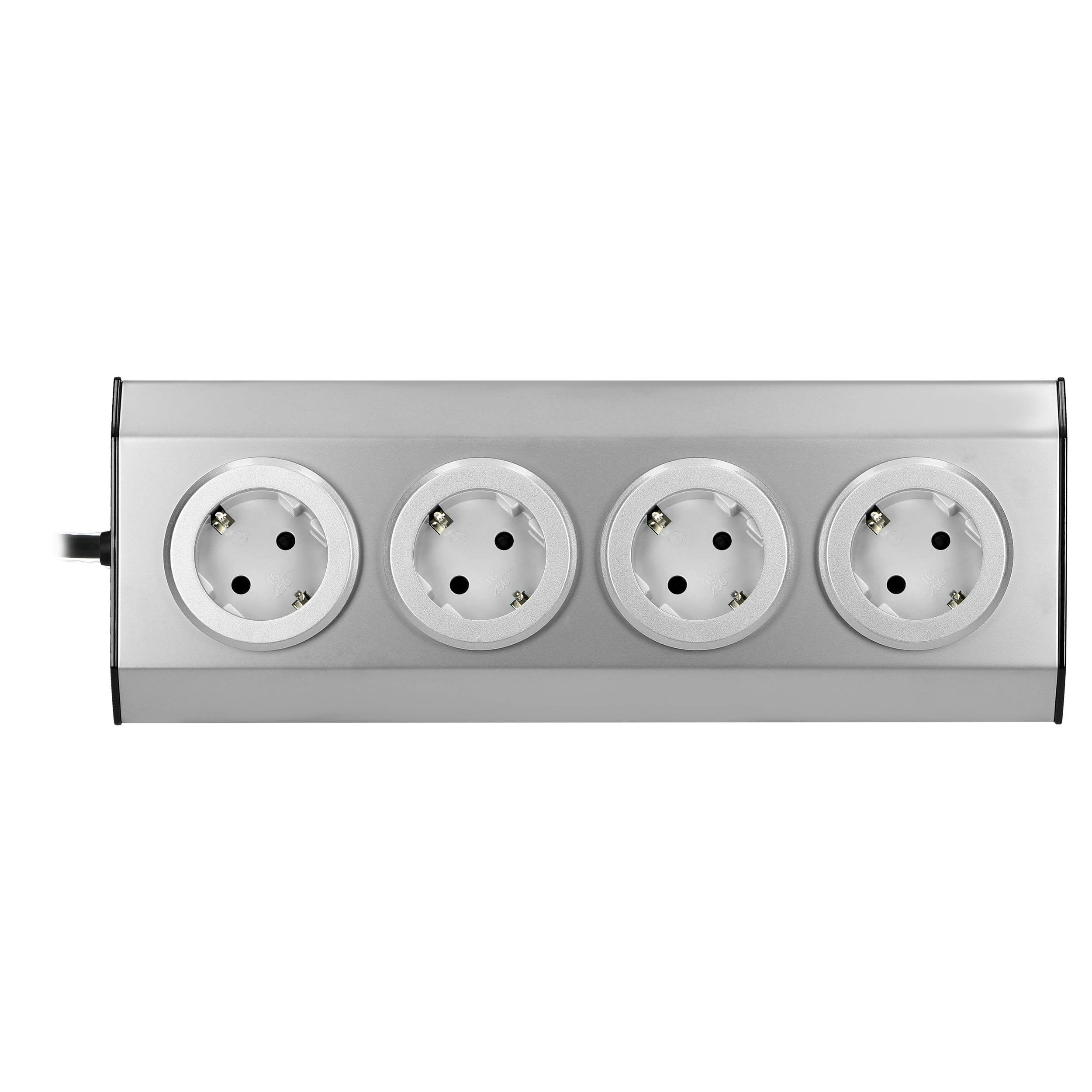 Orno Lizdas Baldai, virtuvės lizdas, montuojamas su „Velcro“ 4x2P+Z schuko, INOX su 1,5 m laidu.