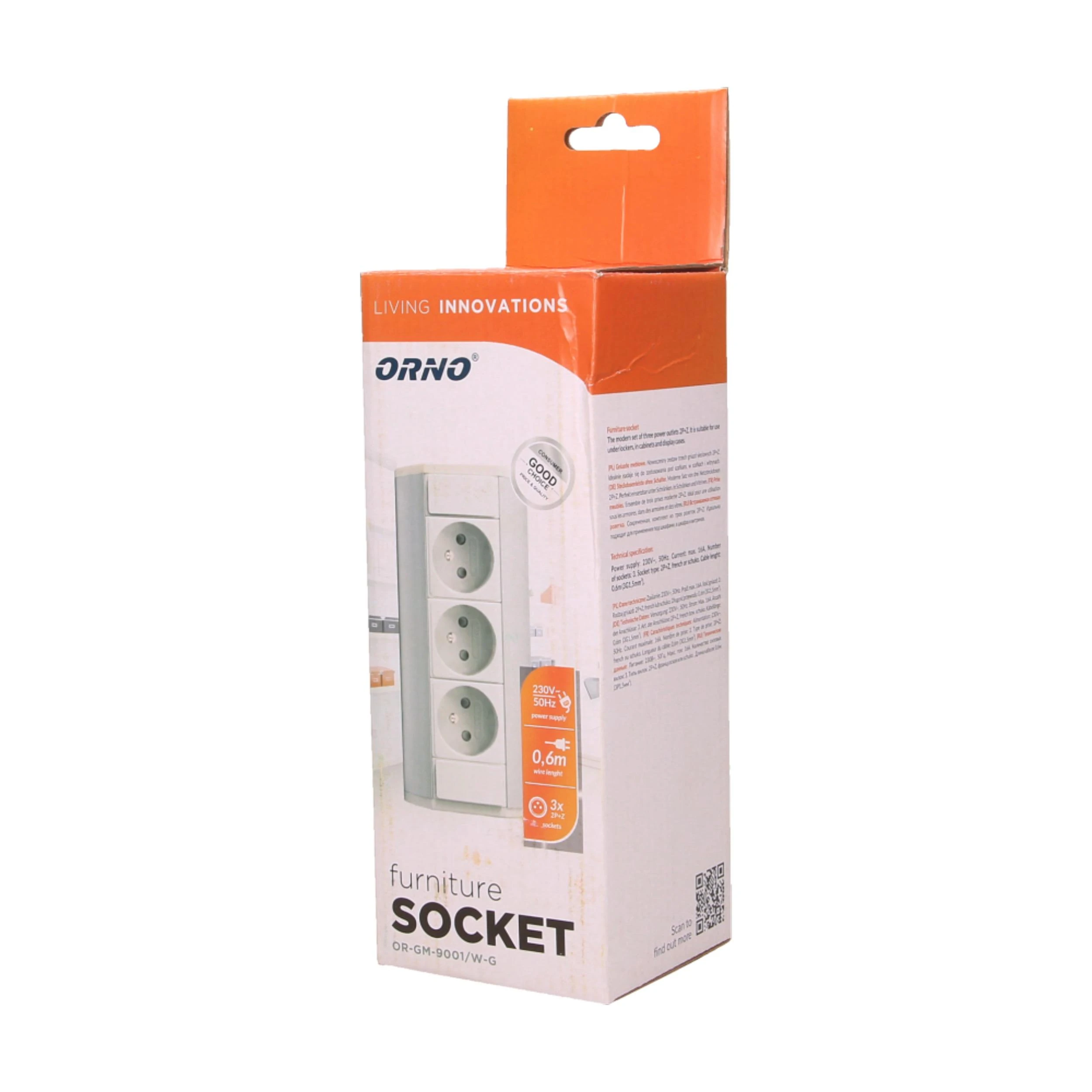 Orno Lizdas Baldinis lizdas 3x2P+Z, baltas-sidabrinis