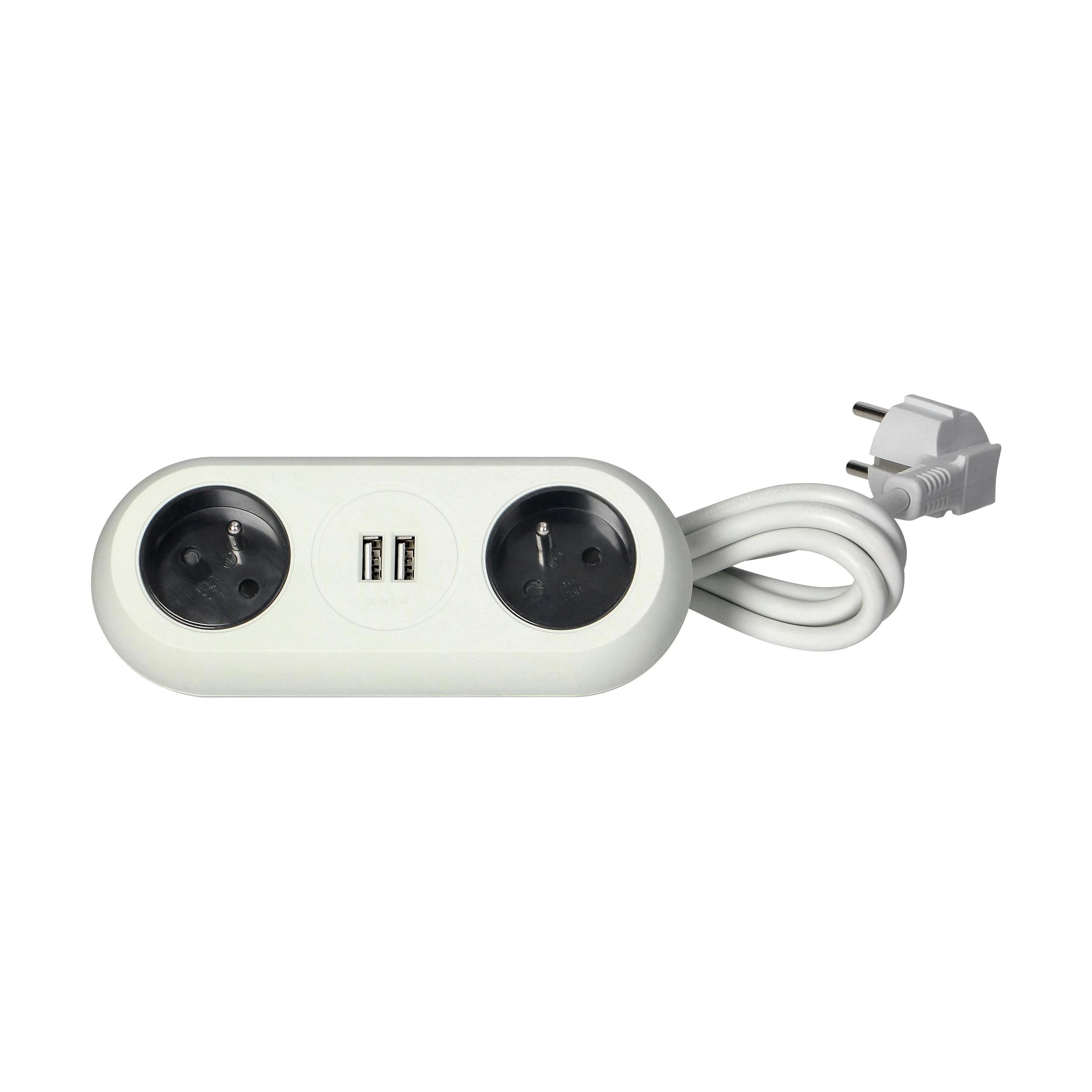 Orno Lizdas Baldinis lizdas su tvirtinimo laikikliu, USB įkroviklis, 2 lizdai 2P+Z, 2xUSB, laidas 3x1.0mm² - 1.5m, baltas