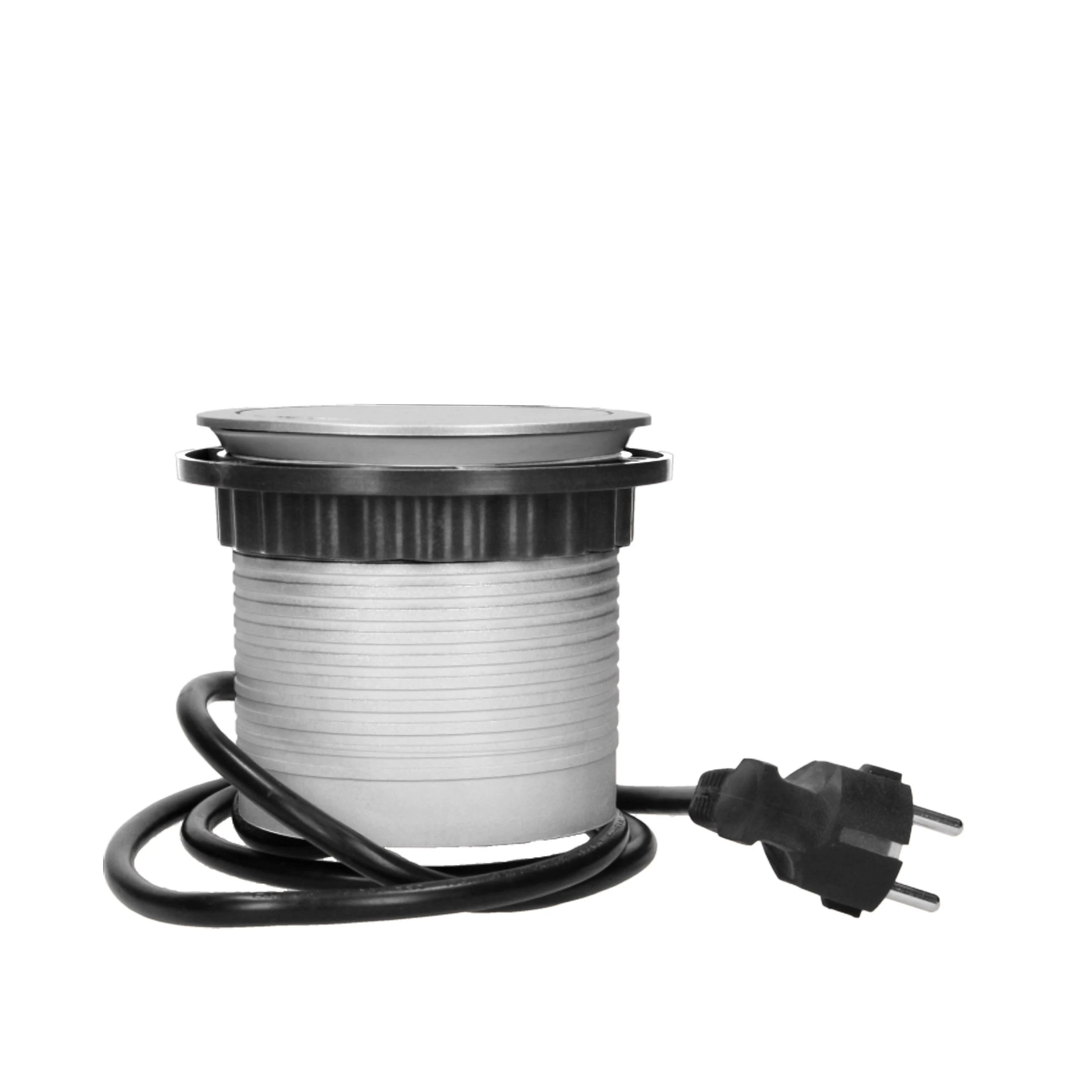 Orno Lizdas Baldinis lizdas Ø10cm, ištraukiamas iš stalviršio, su 1,5m laidu, 4x2P+Z, schuko versija