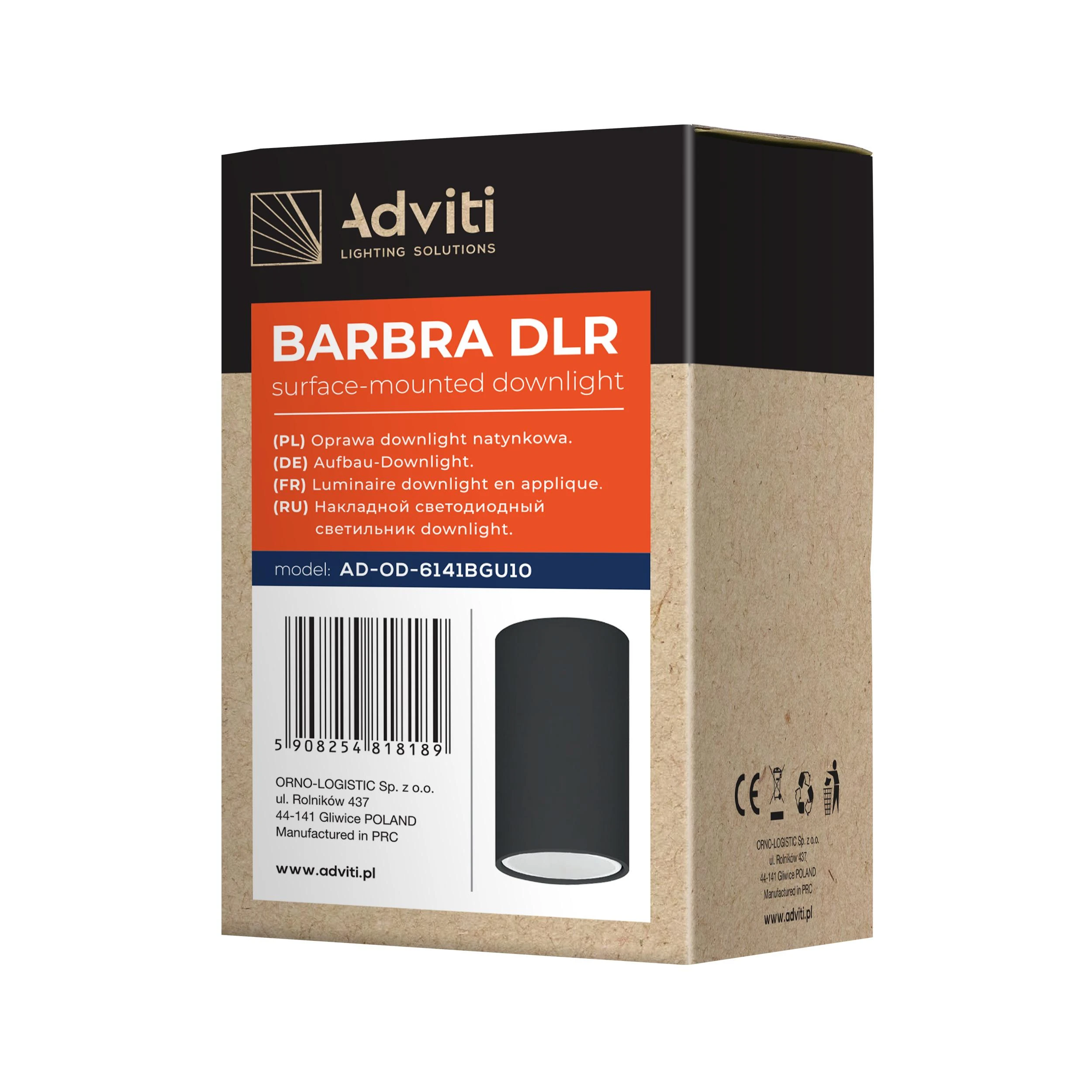 Lubinis šviestuvas Orno BARBRA DLR GU10 įleidžiamas šviestuvas, max 7W, IP20, apvalus, juodas, aliuminio