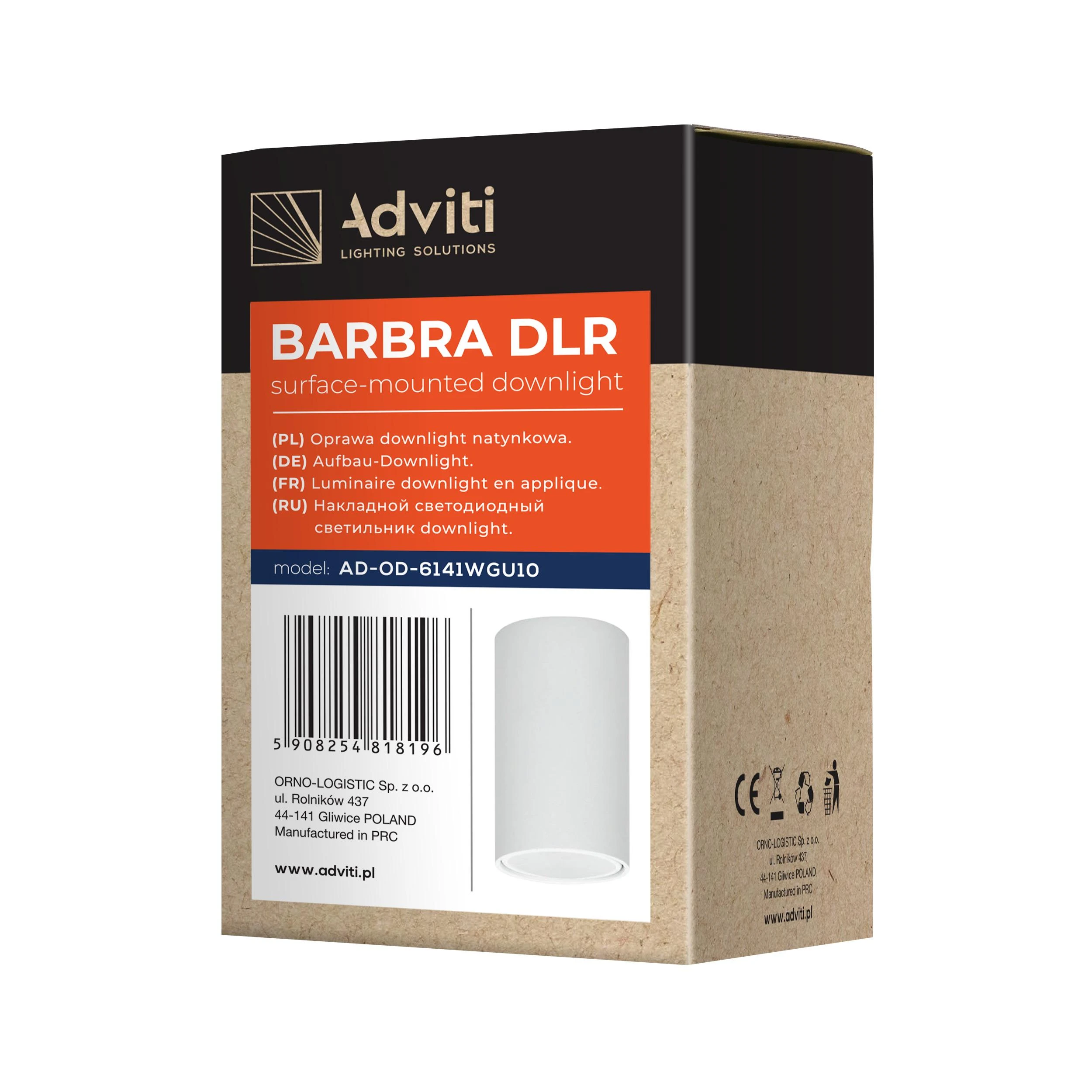 Lubinis šviestuvas Orno BARBRA DLR GU10 įleidžiamas šviestuvas, max 7W, IP20, apvalus, baltas, aliuminio