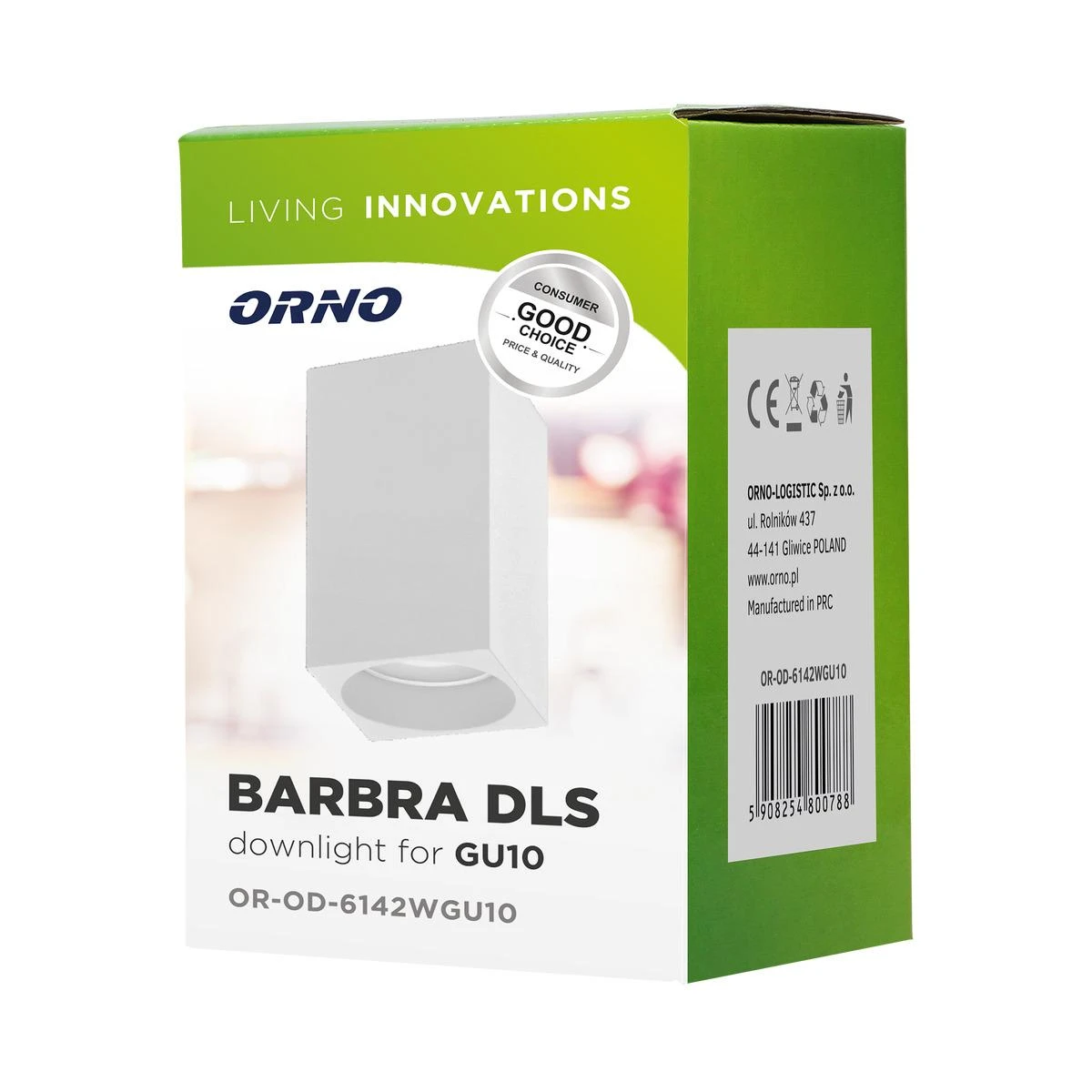 Lubinis šviestuvas Orno BARBRA DLS GU10 įleidžiamas šviestuvas, max 50W, IP20, kvadratinis, baltas, aliuminio