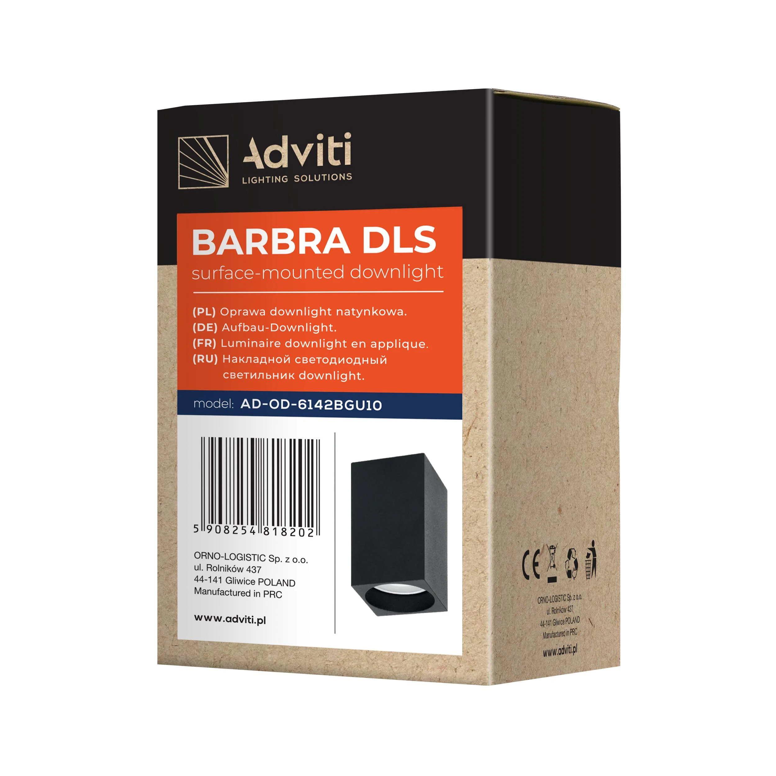 Lubinis šviestuvas Orno BARBRA DLS GU10 įleidžiamas šviestuvas, max 7W, IP20, kvadratinis, juodas, aliuminio