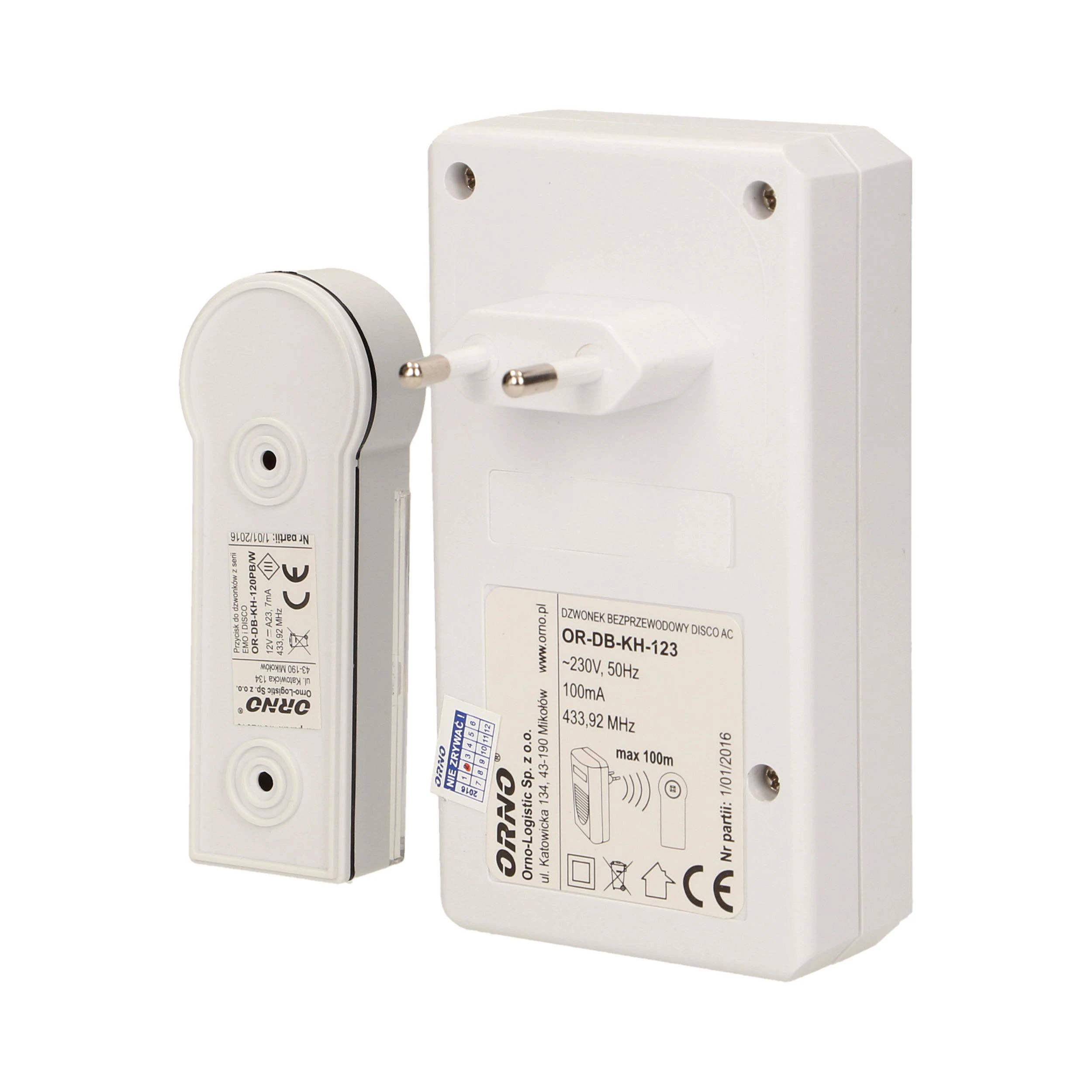 ORNO DZWONEK Belaidis DISCO 230V Z LEAR SYSTEMEM