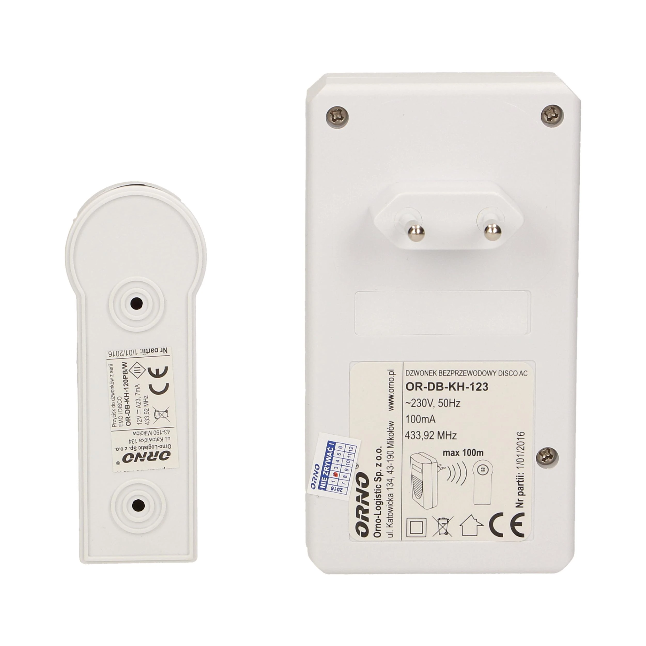 ORNO DZWONEK Belaidis DISCO 230V Z LEAR SYSTEMEM