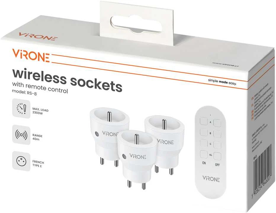 Orno Rinkinys Belaidžių MINI lizdų rinkinys, nuotolinio valdymo, 3+1, 2300 W