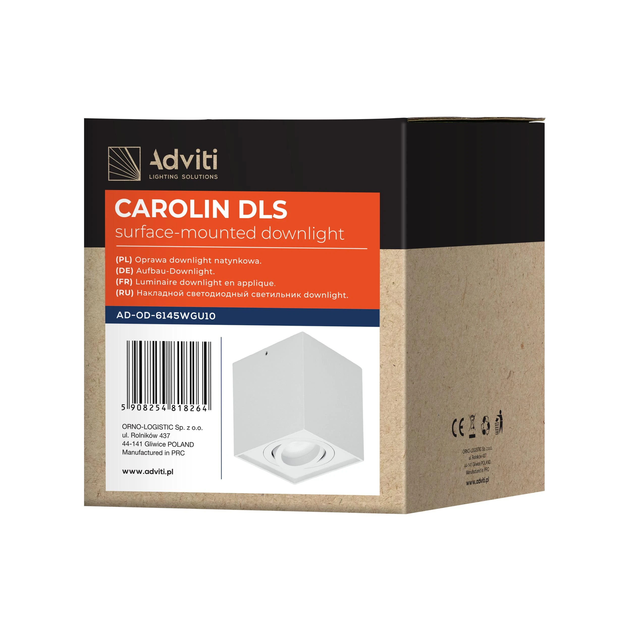 Lubinis šviestuvas Orno CAROLIN DLS GU10 įleidžiamas šviestuvas, max 7W, IP20, kvadratinis, baltas